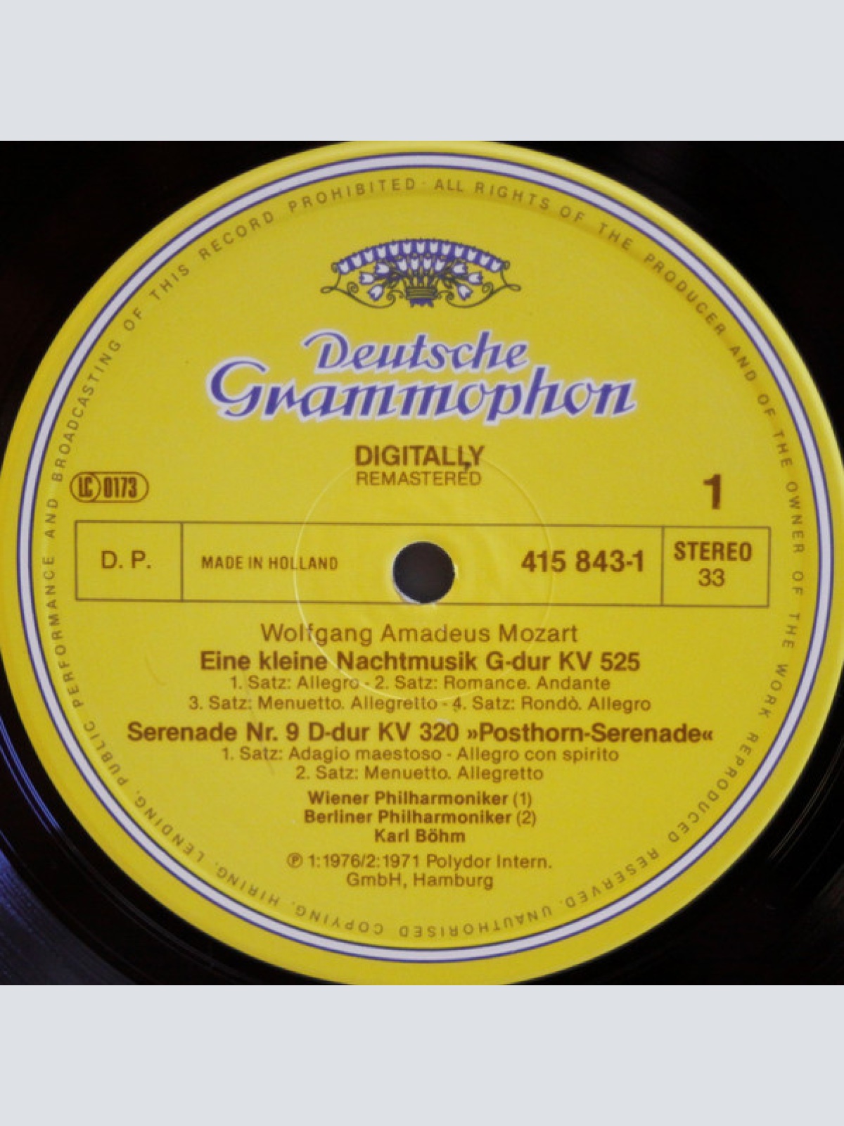 Vinyl / Wolfgang Amadeus Mozart, Wiener Philharmoniker, Berliner Philharmoniker, Karl Böhm - Eine Kleine Nachtmusik / Posthornserenade Kv 320