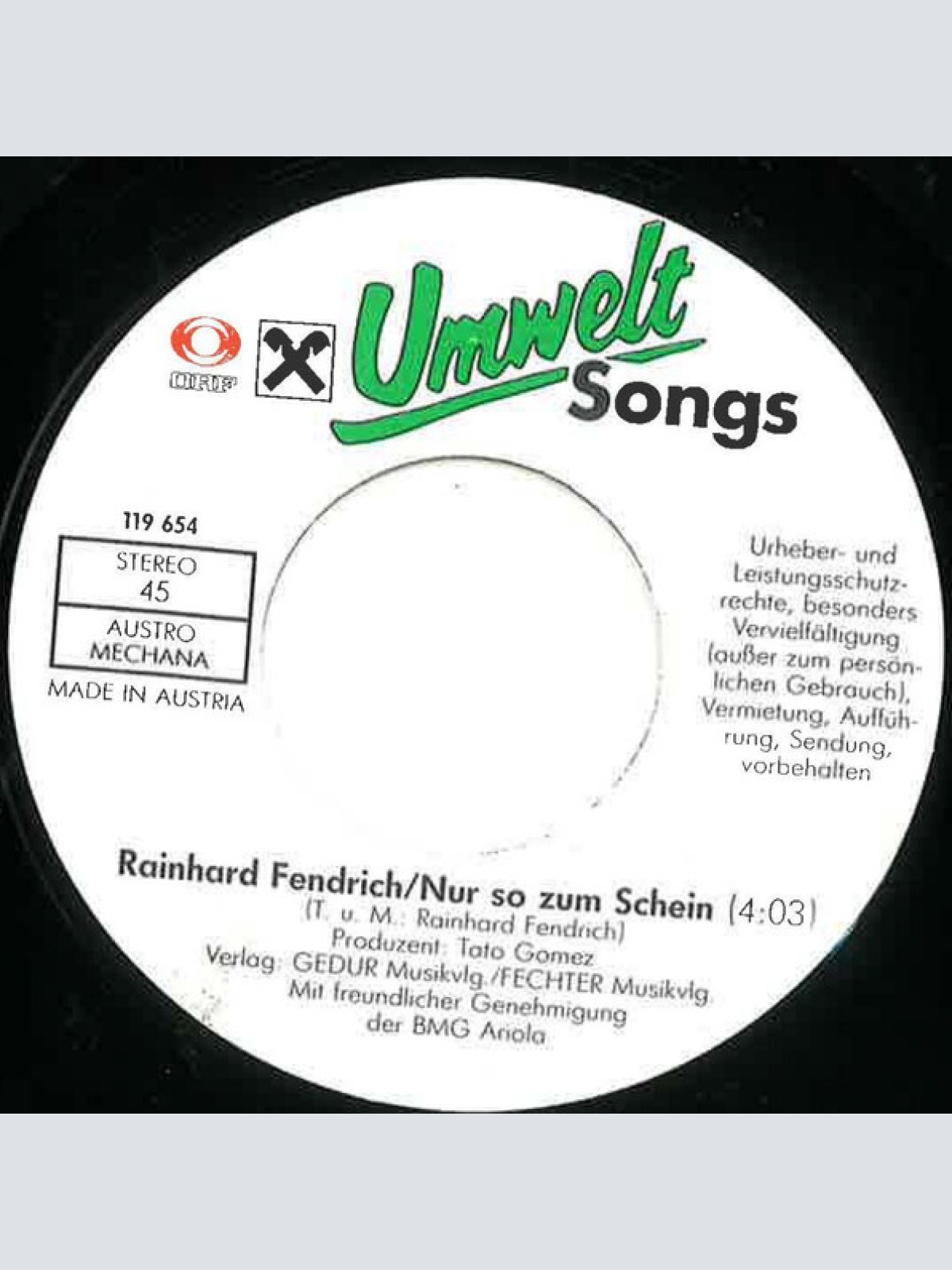 Vinyl / Rainhard Fendrich, Barbara Gabriel (2) - Umwelt Songs