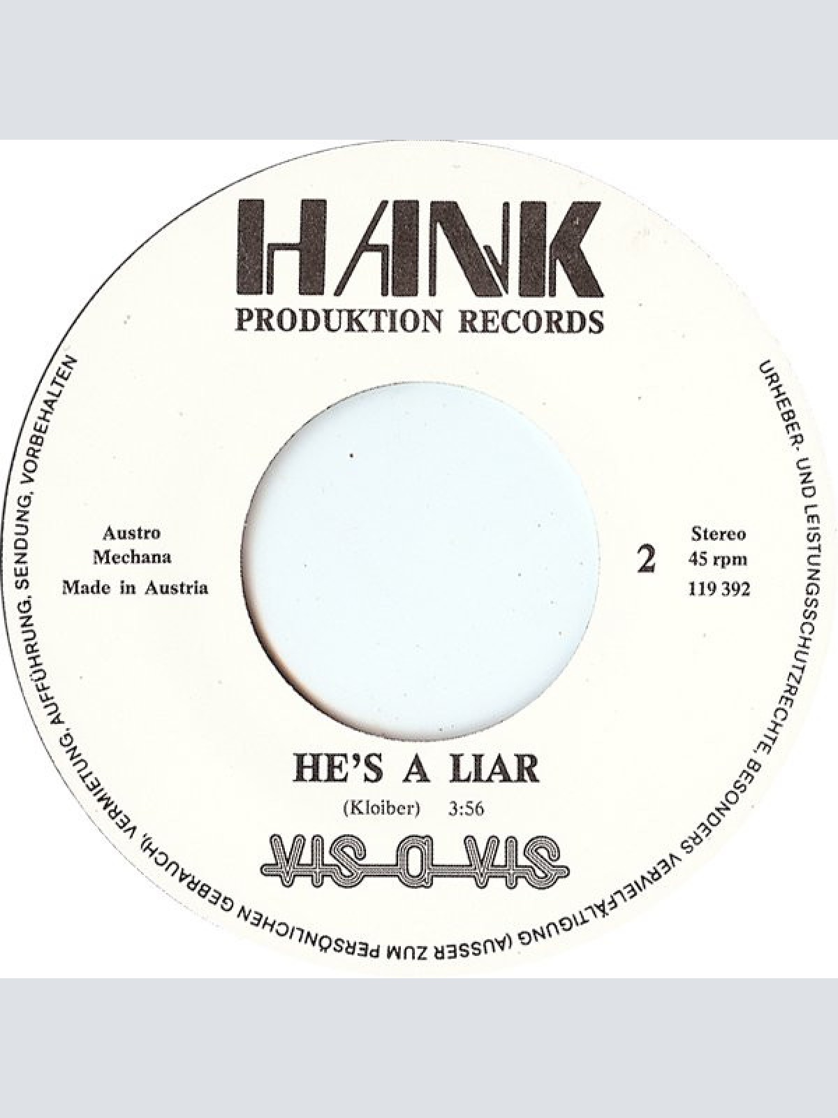 Vinyl / Vis-A-Vis (4) - Listen To The Radio / He's A Liar