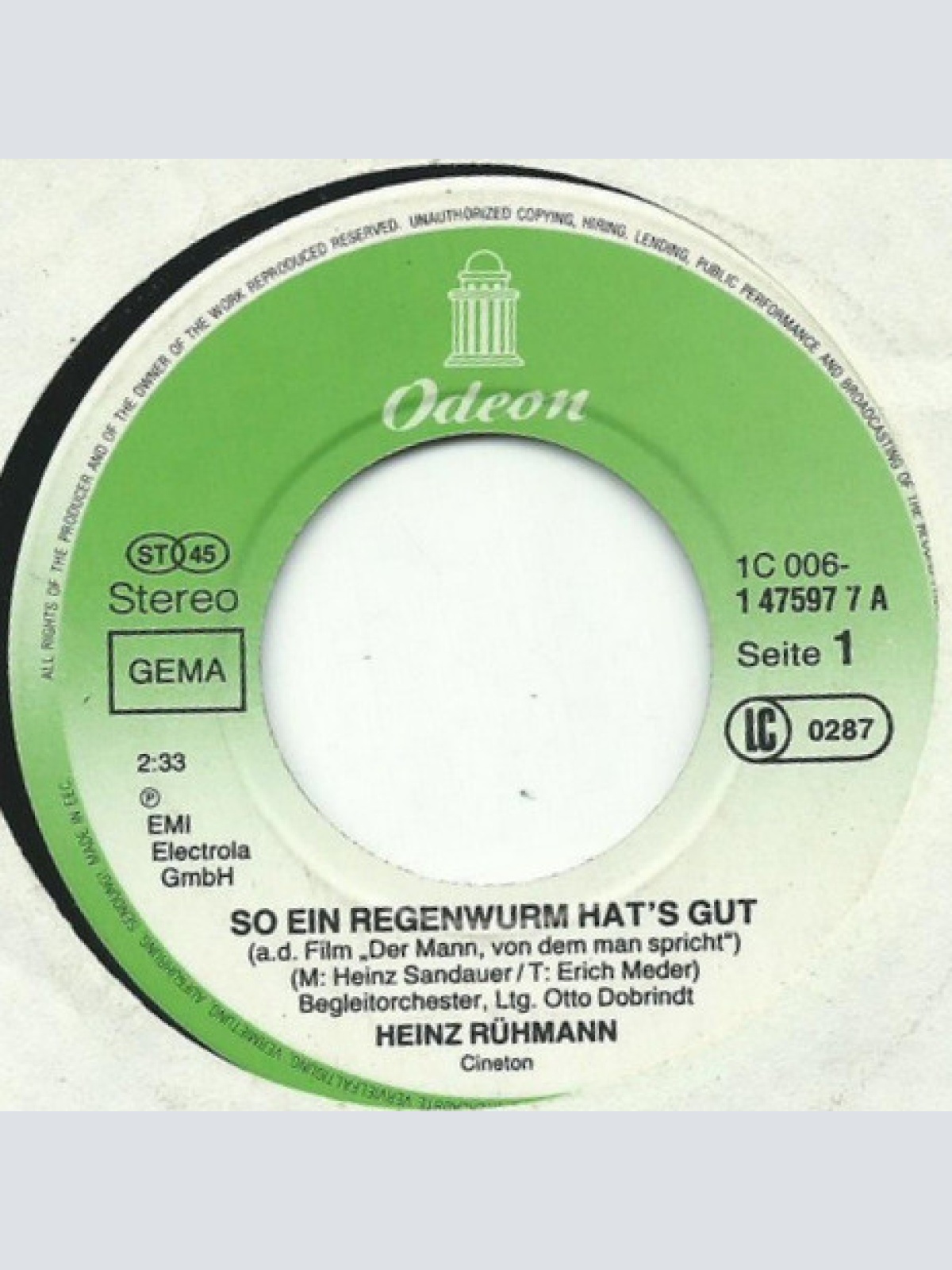 Vinyl / Heinz Rühmann - So Ein Regenwurm Hat's Gut