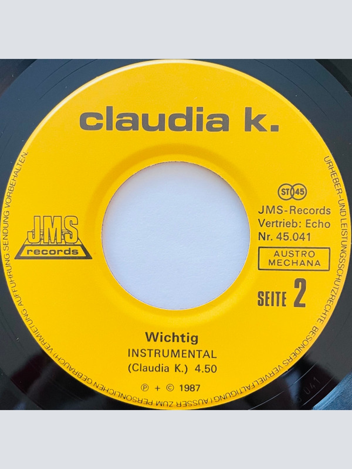 Vinyl / Claudia K. - Wichtig