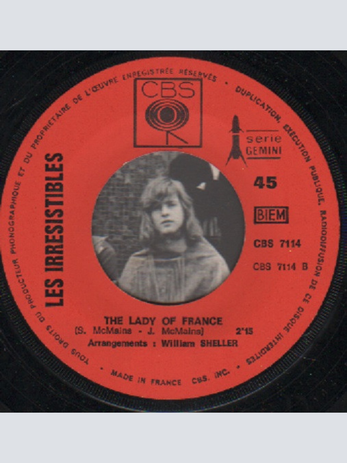Vinyl / Les Irrésistibles - Baby I Need You Back Again / The Lady Of France