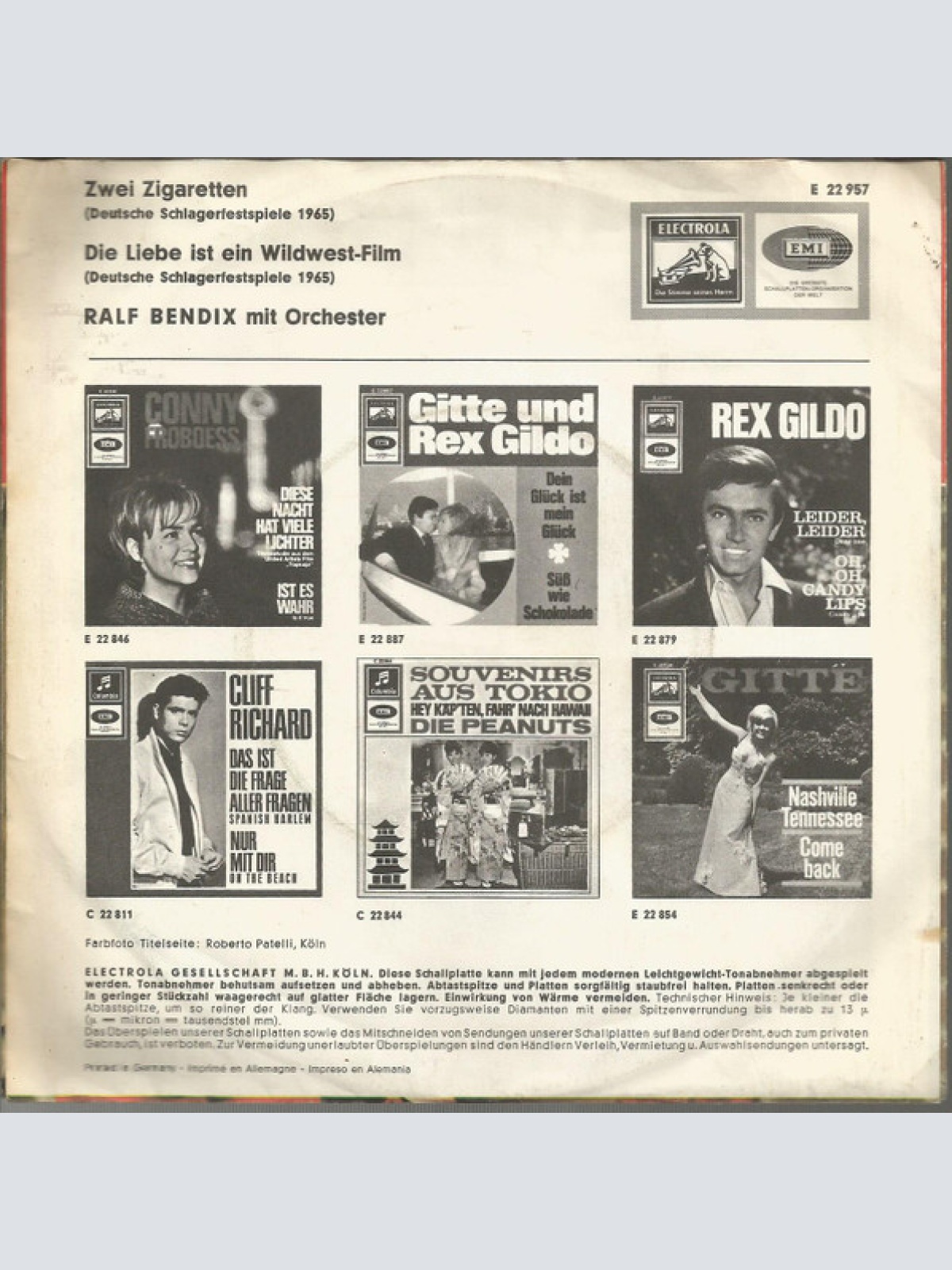 Vinyl / Ralf Bendix - Zwei Zigaretten