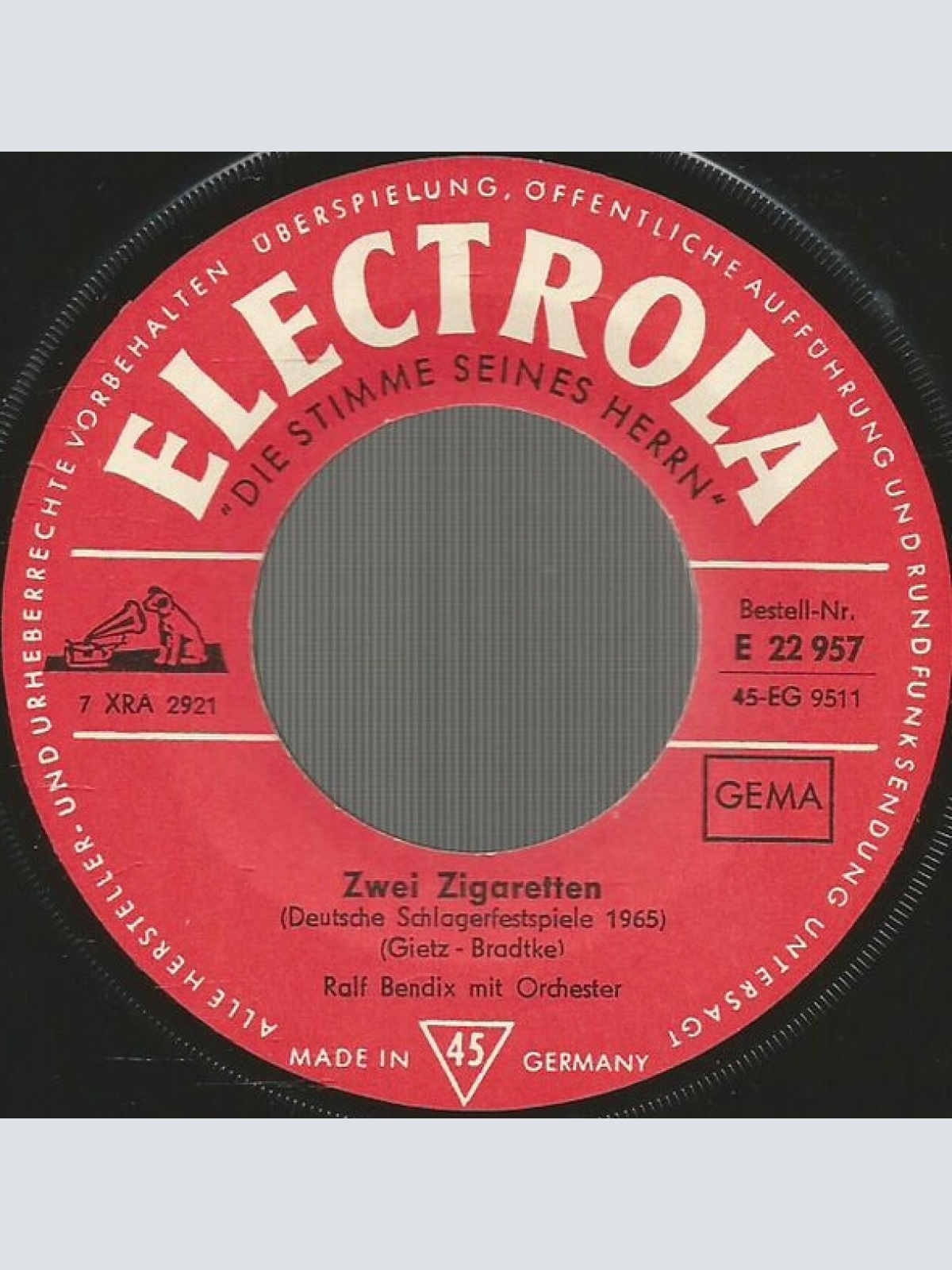 Vinyl / Ralf Bendix - Zwei Zigaretten