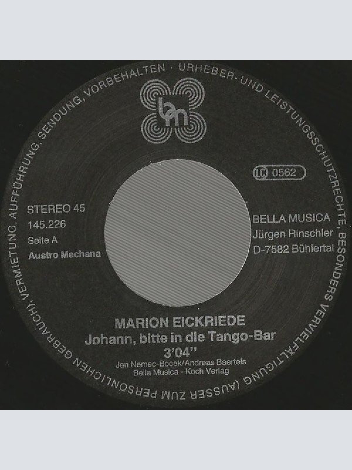 Vinyl / Marion Eickriede - Johann, Bitte In Die Tangobar