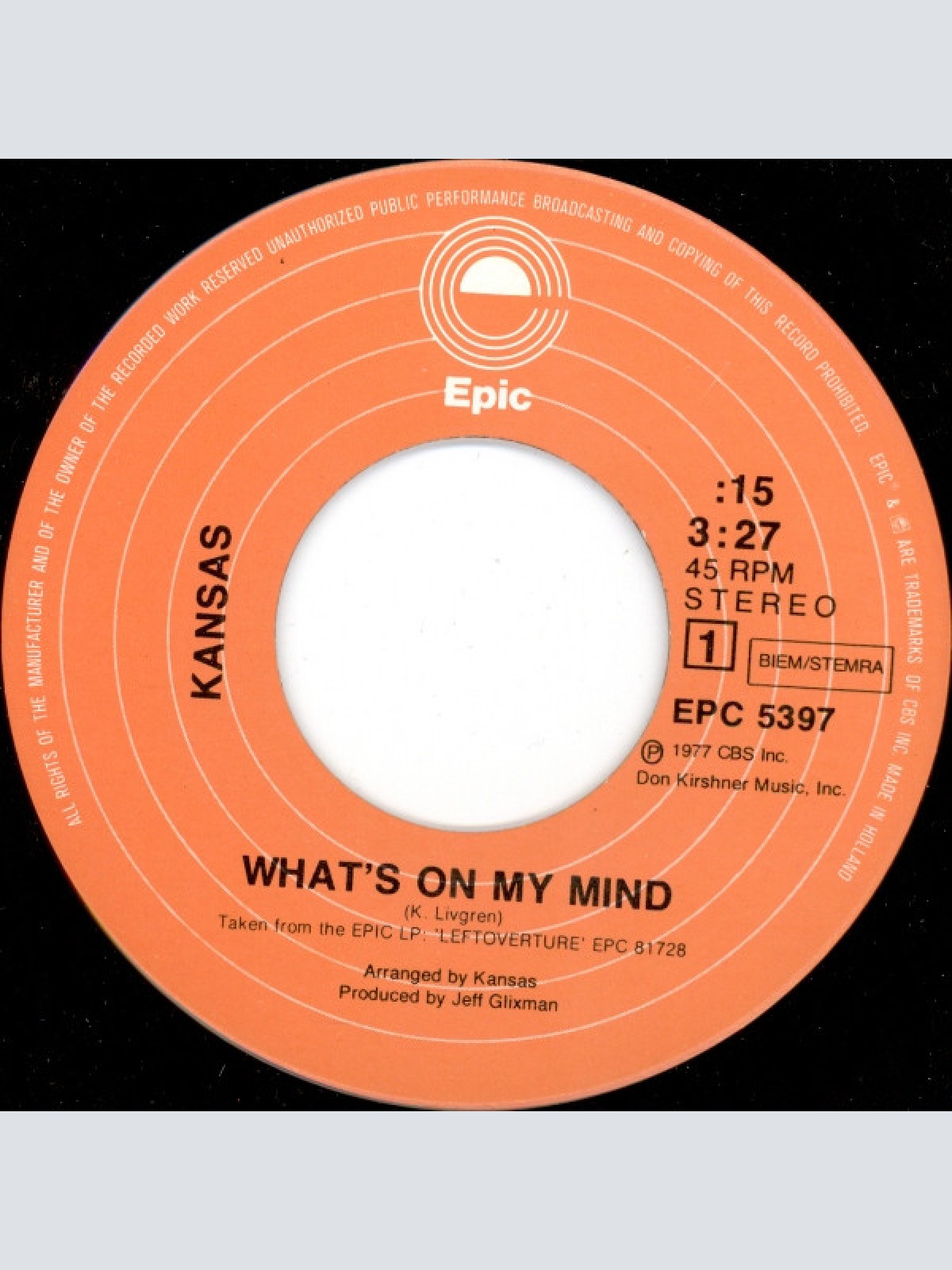 Vinyl / Kansas (2) - What's On My Mind