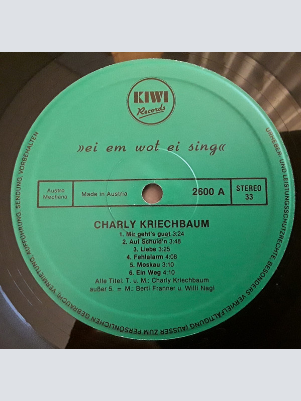 Vinyl / Charly Kriechbaum - Ei Em Wot Ei Sing