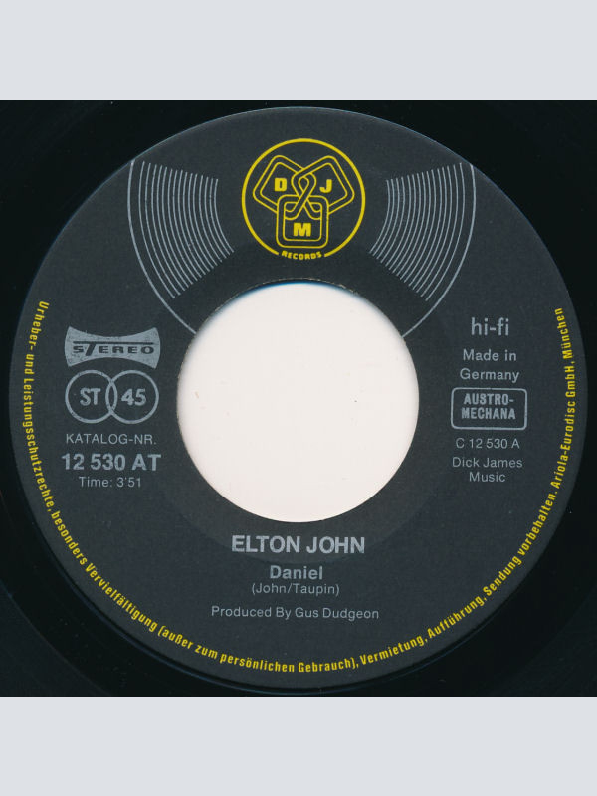 Vinyl / Elton John - Daniel / Skyline Pigeon