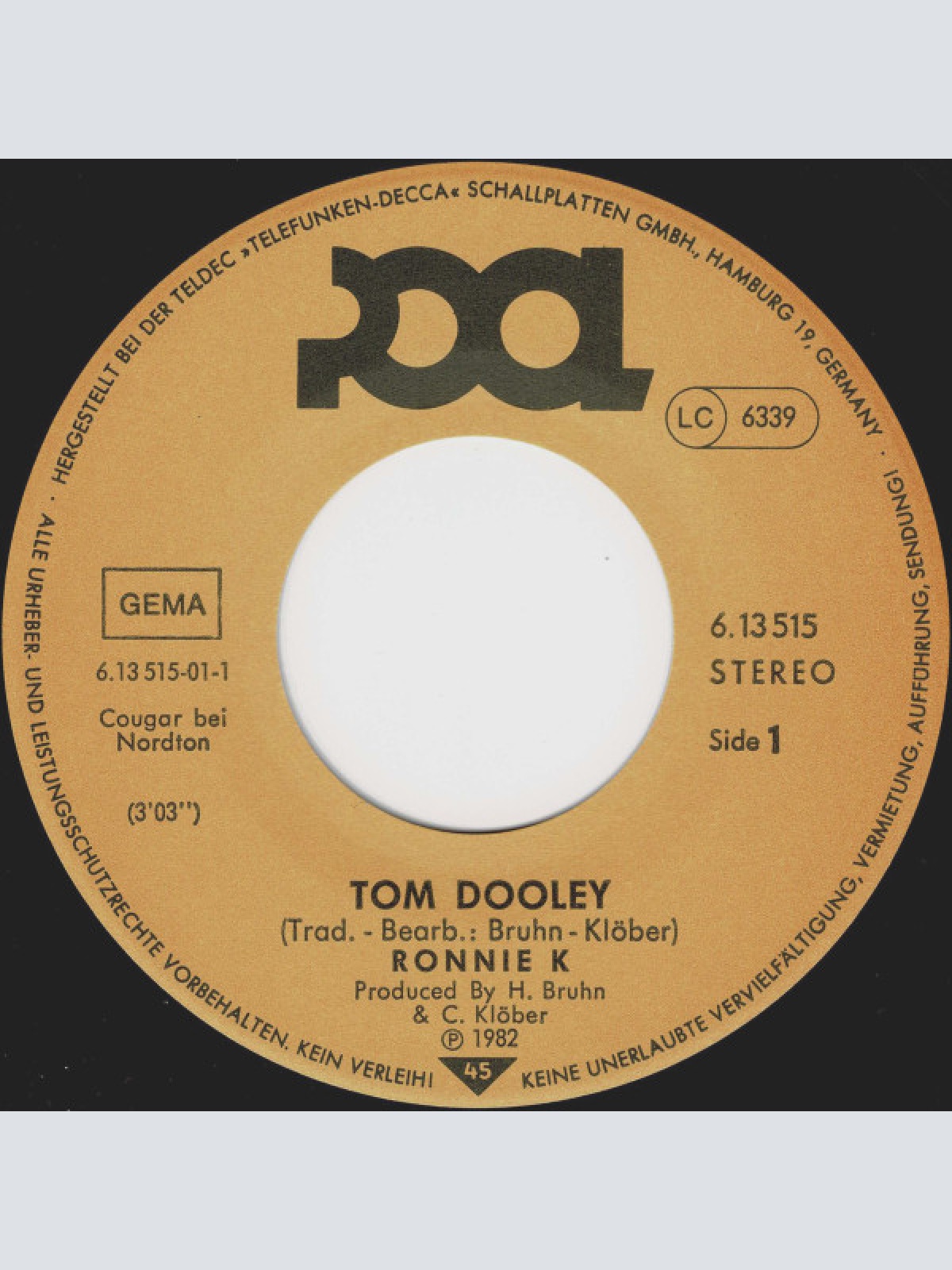 Vinyl / Ronnie K - Tom Dooley