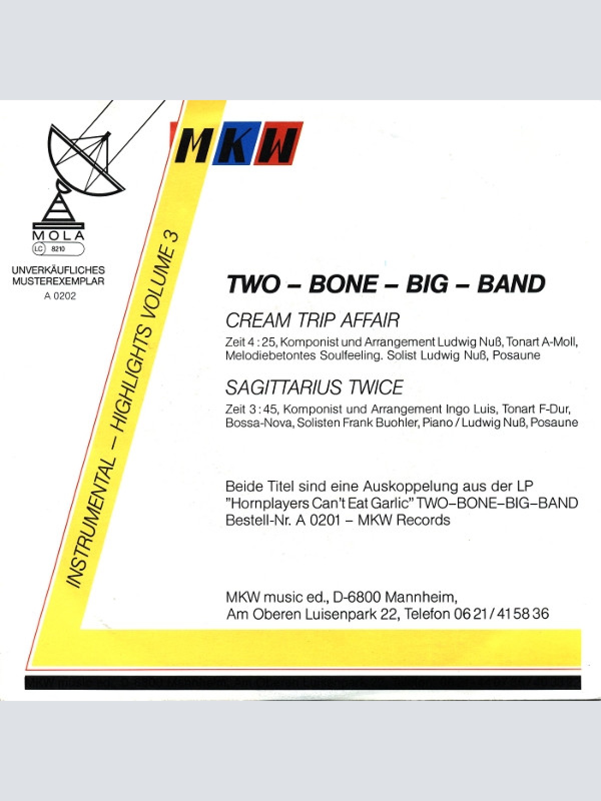 Vinyl / Two-Bone-Big-Band* - Cream Trip Affair /  Sagittarius Twice