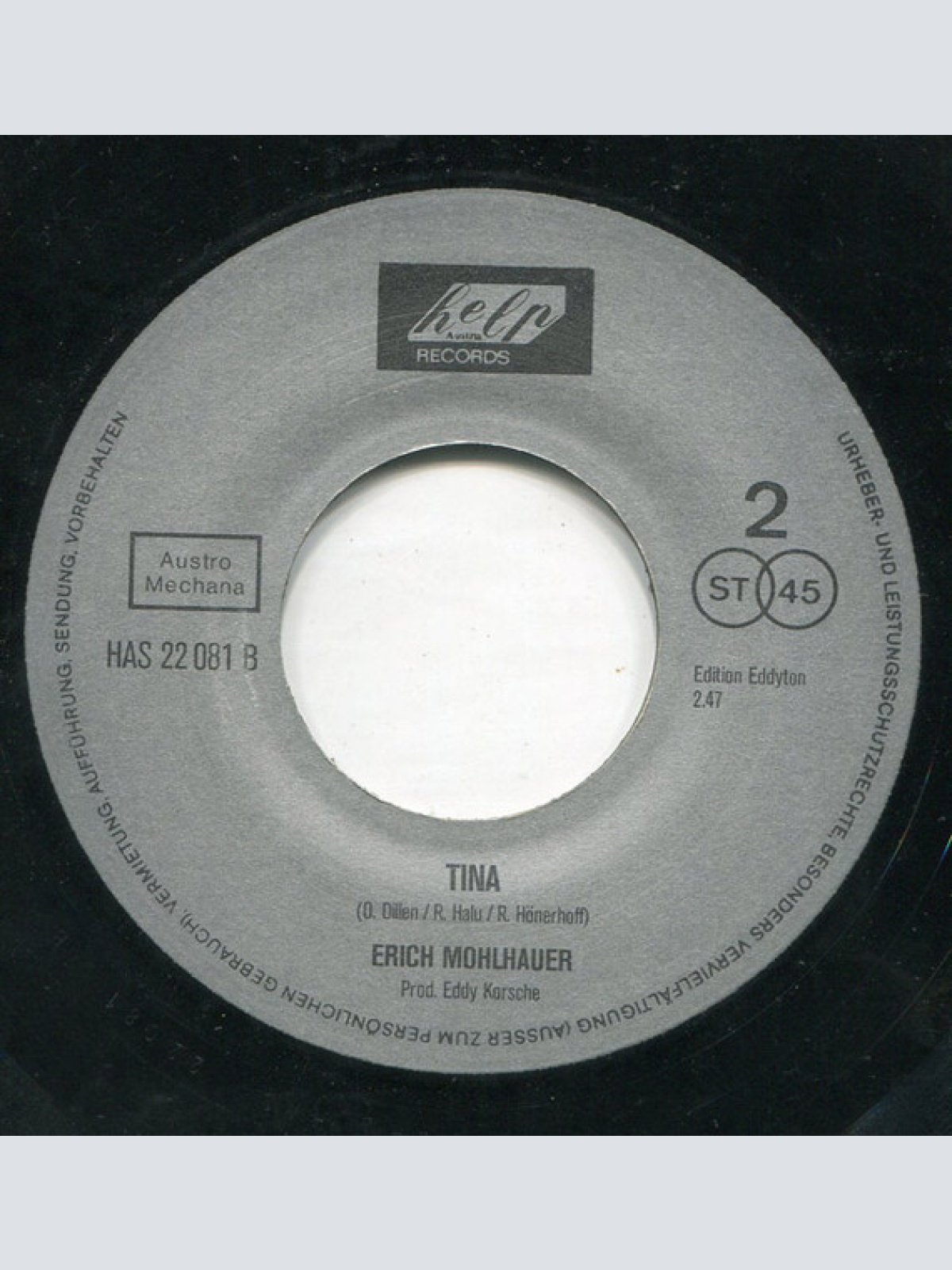 Vinyl / Erich Mohlhauer - Bleib' Bei Mir / Tina