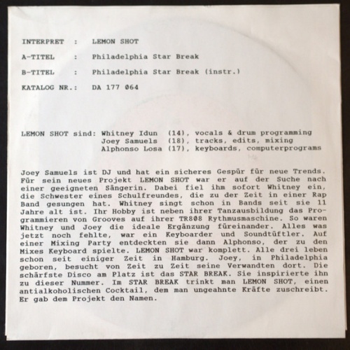 Vinyl / Lemon Shot - Philadelphia Star Break / Philadelphia Star Break (Instr.)