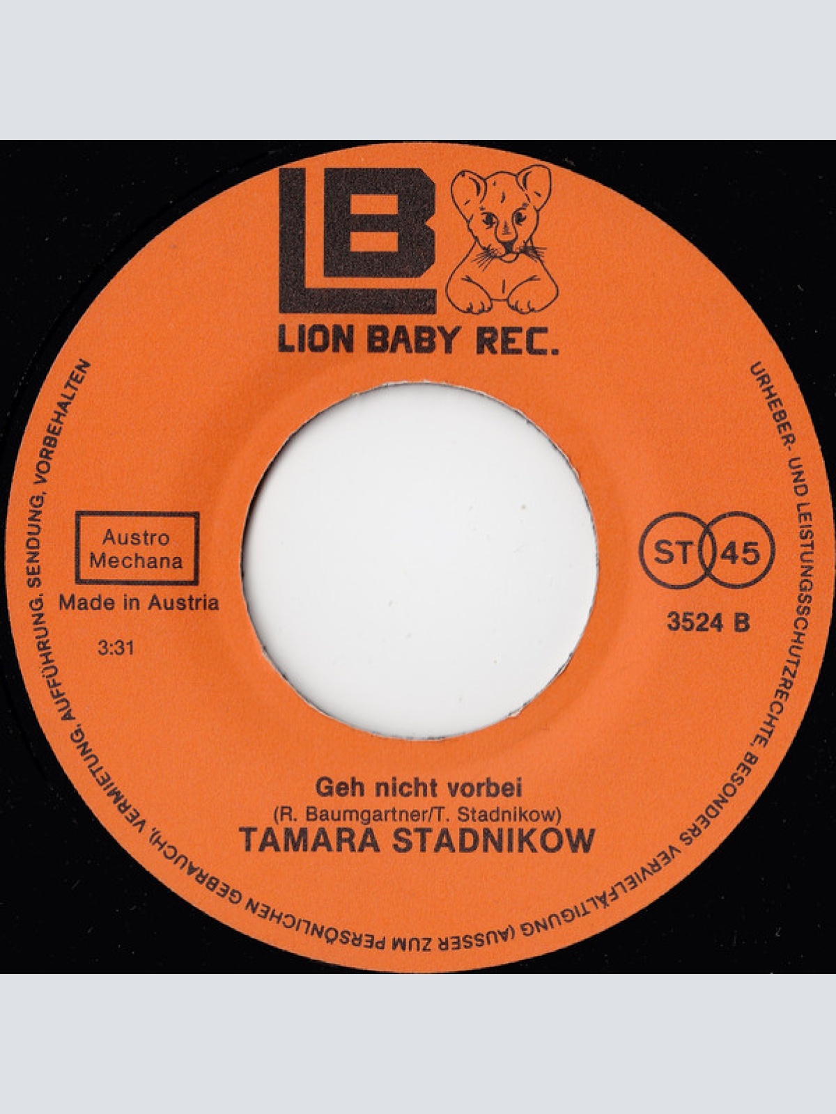 Vinyl / Tamara Stadnikow - Das Lied Vom Spiel / Geh Nicht Vorbei