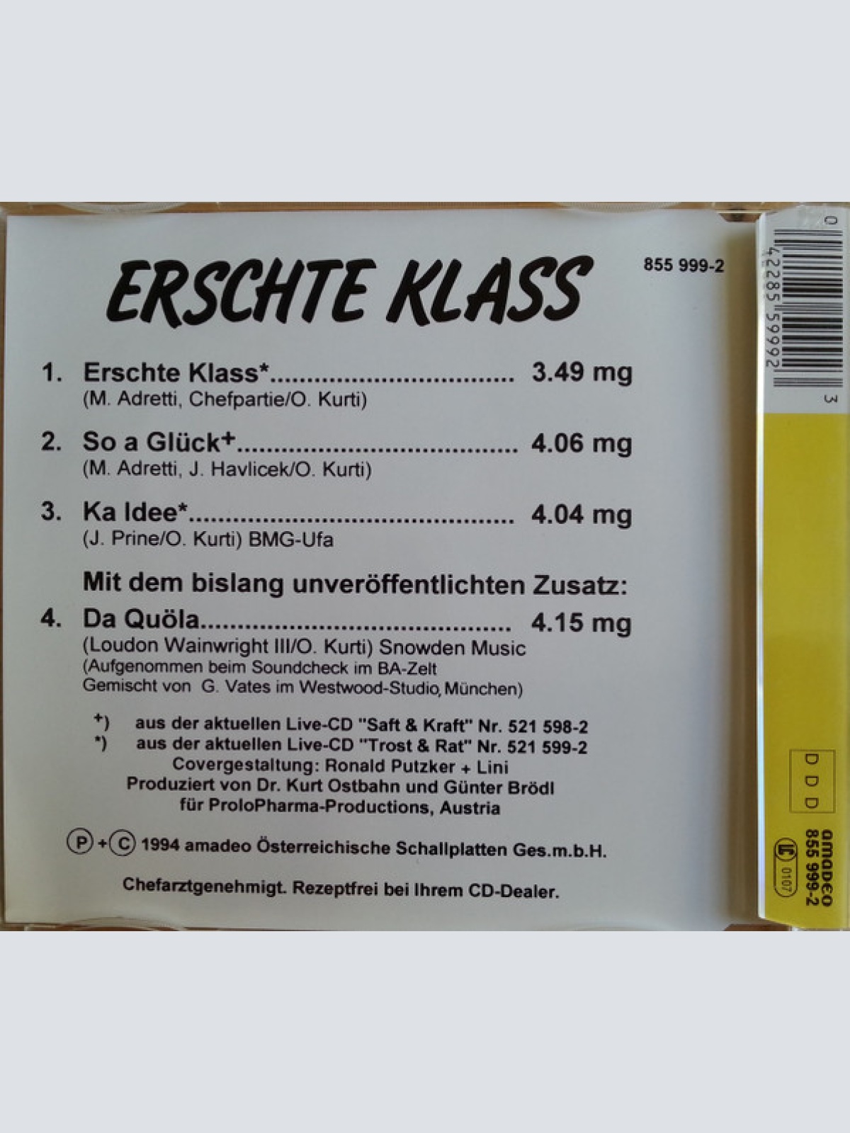 CD / Dr. Kurt Ostbahn & Die Chefpartie* - Erschte Klass