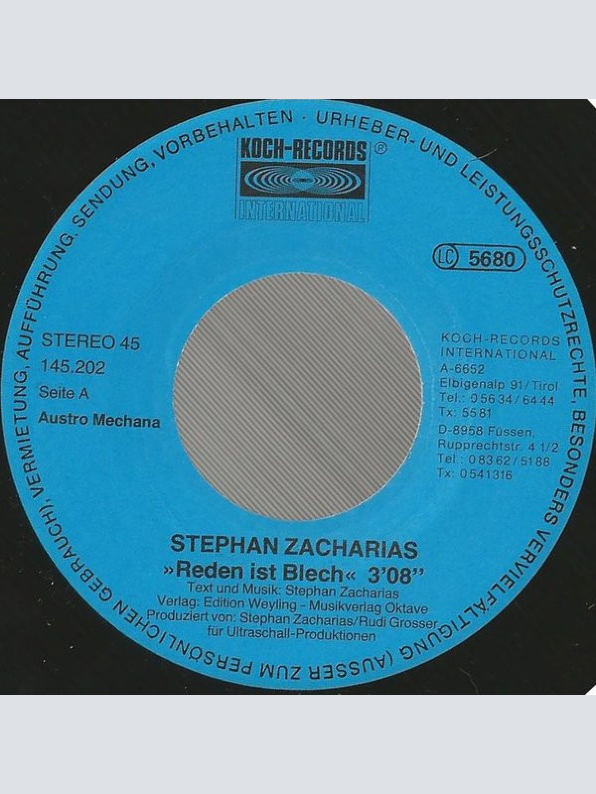 Vinyl / Stephan Zacharias - Reden Ist Blech