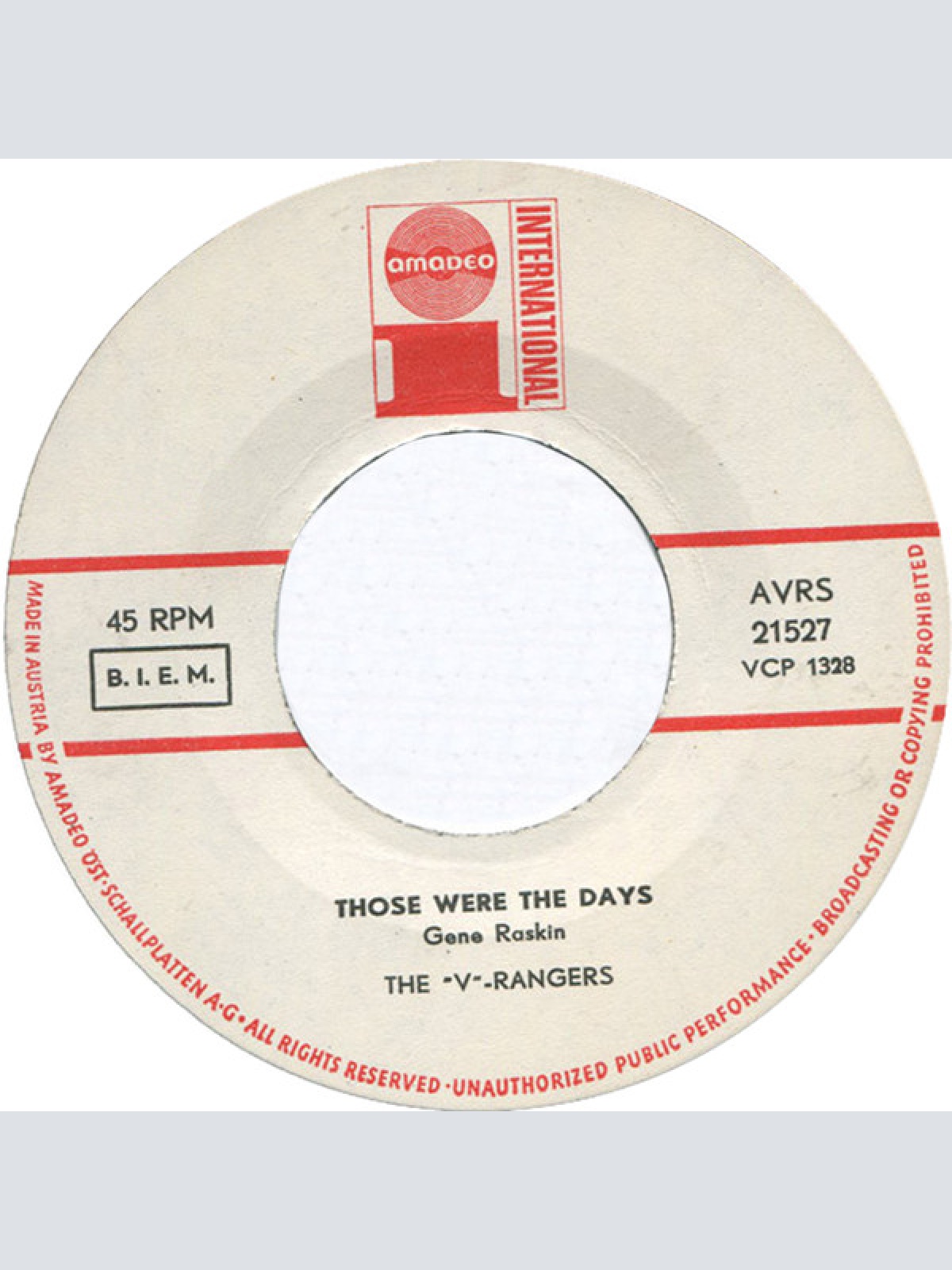 Vinyl / The "V" Rangers - Those Were The Days