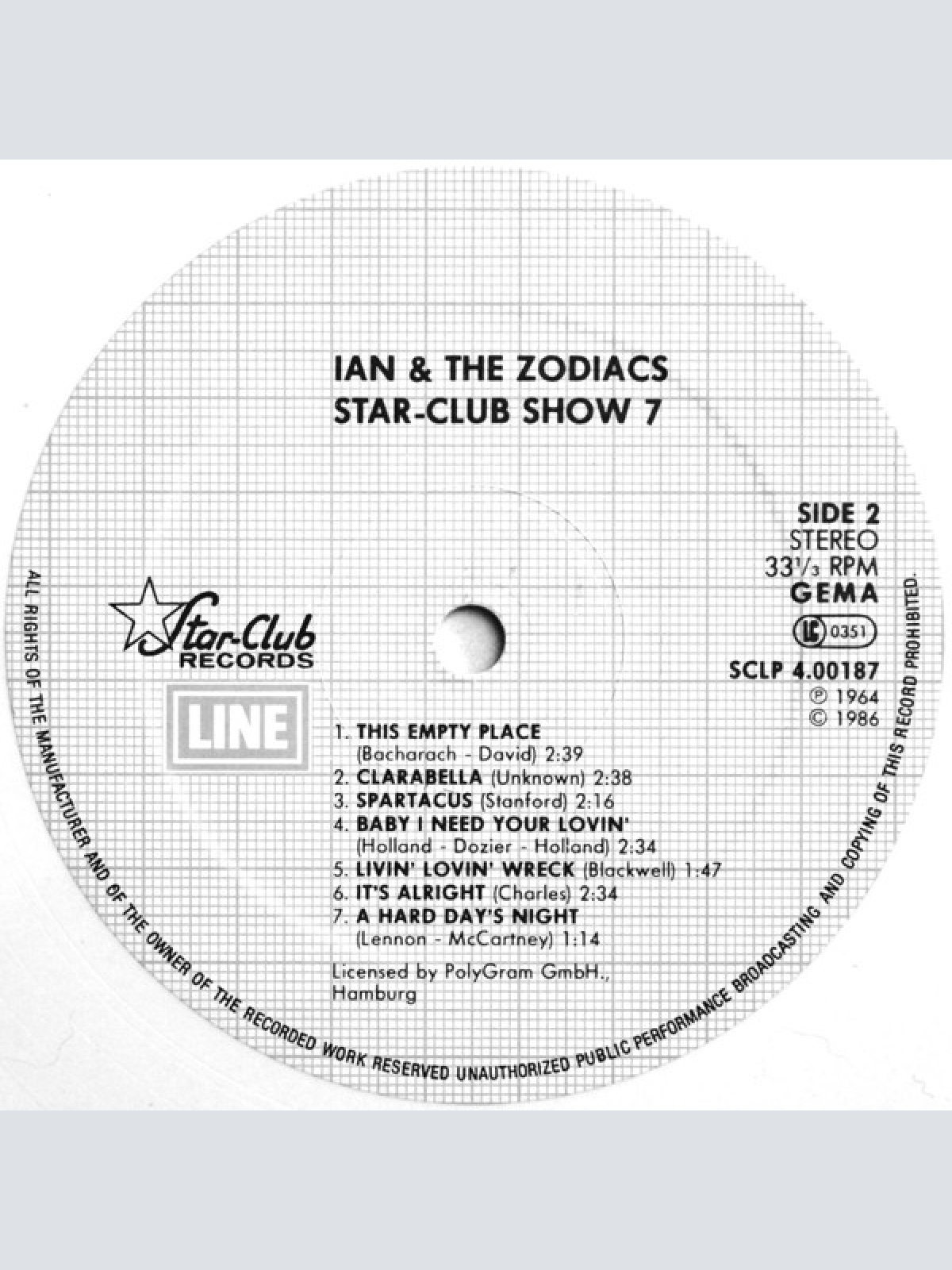 Vinyl / Ian & The Zodiacs - Star-Club Show 7