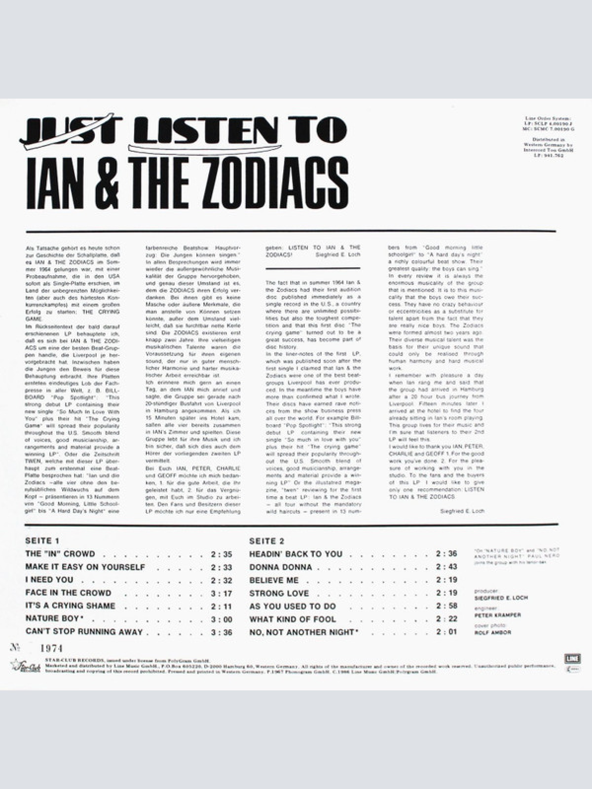 Vinyl / Ian & The Zodiacs - Listen To Ian & The Zodiacs
