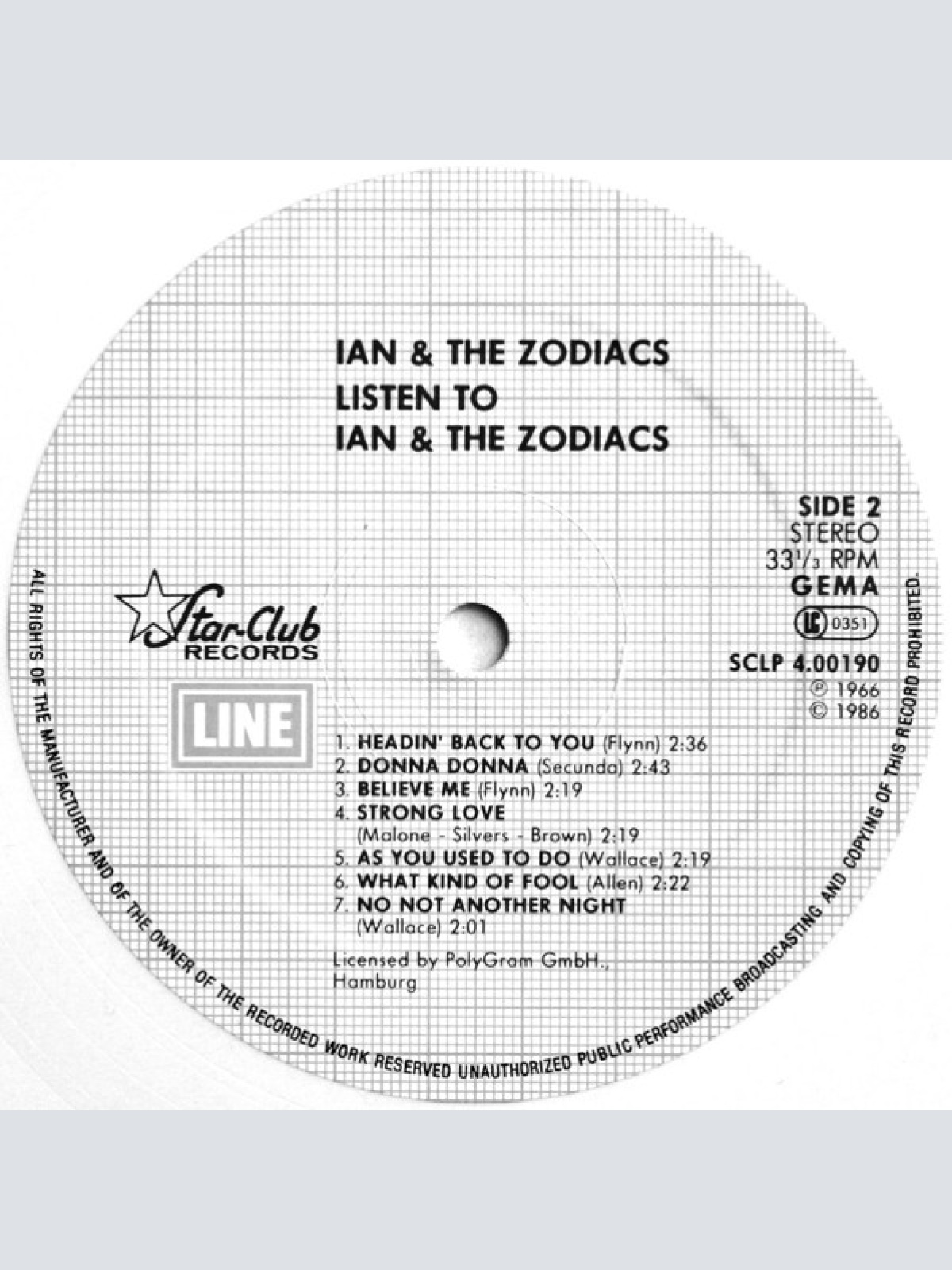 Vinyl / Ian & The Zodiacs - Listen To Ian & The Zodiacs