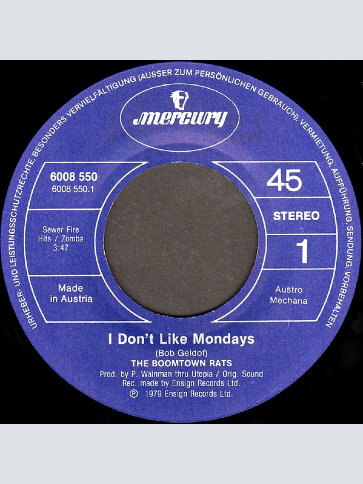 Vinyl / The Boomtown Rats - I Don't Like Mondays