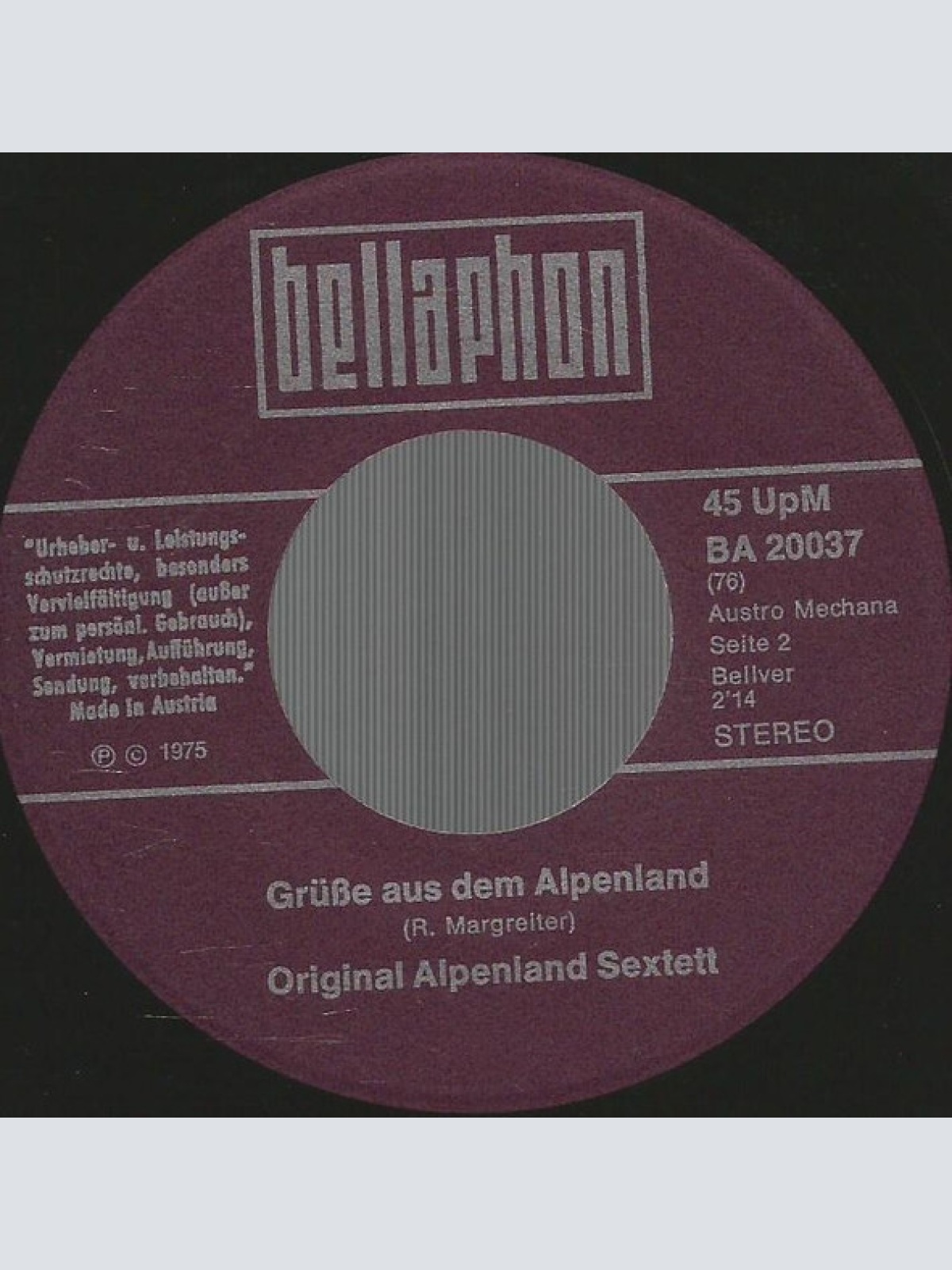 Vinyl / Original Alpenland Sextett - Hansl Wollte Fensterln Gehn
