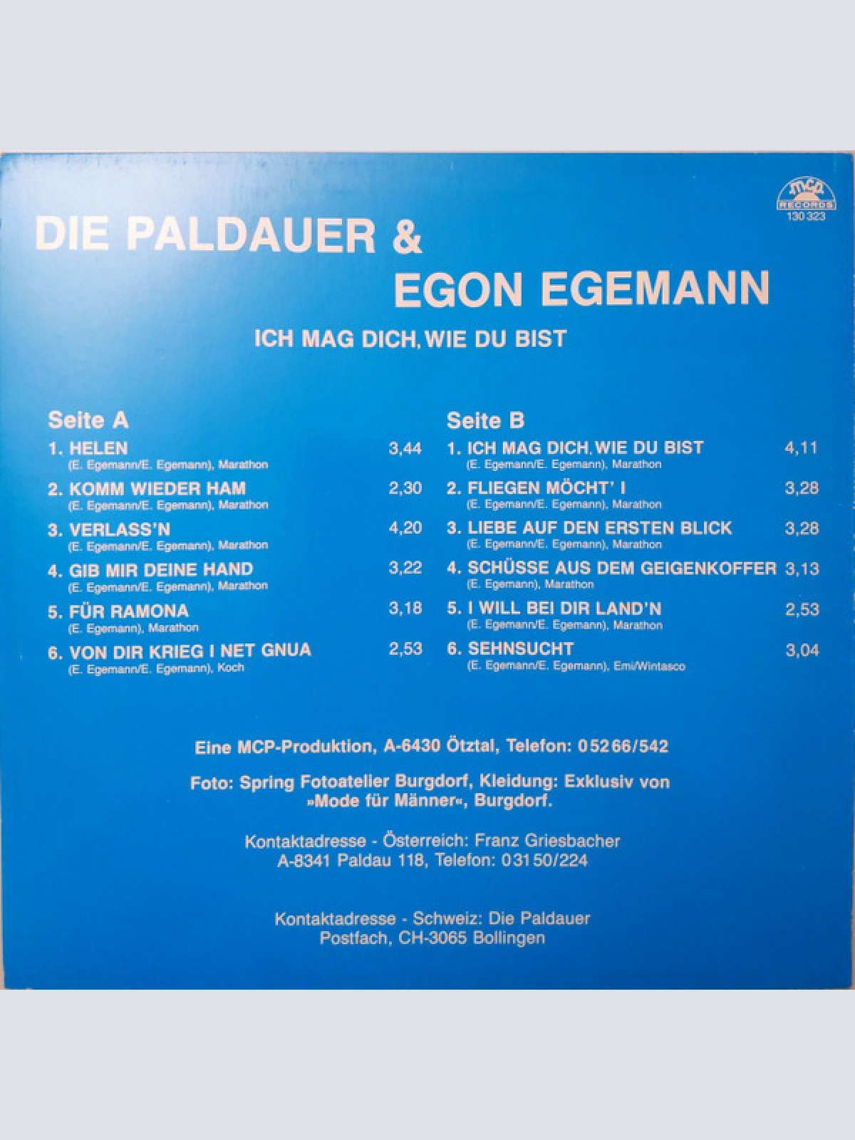 Vinyl / Die Paldauer & Egon Egemann - Ich Mag Dich, Wie Du Bist
