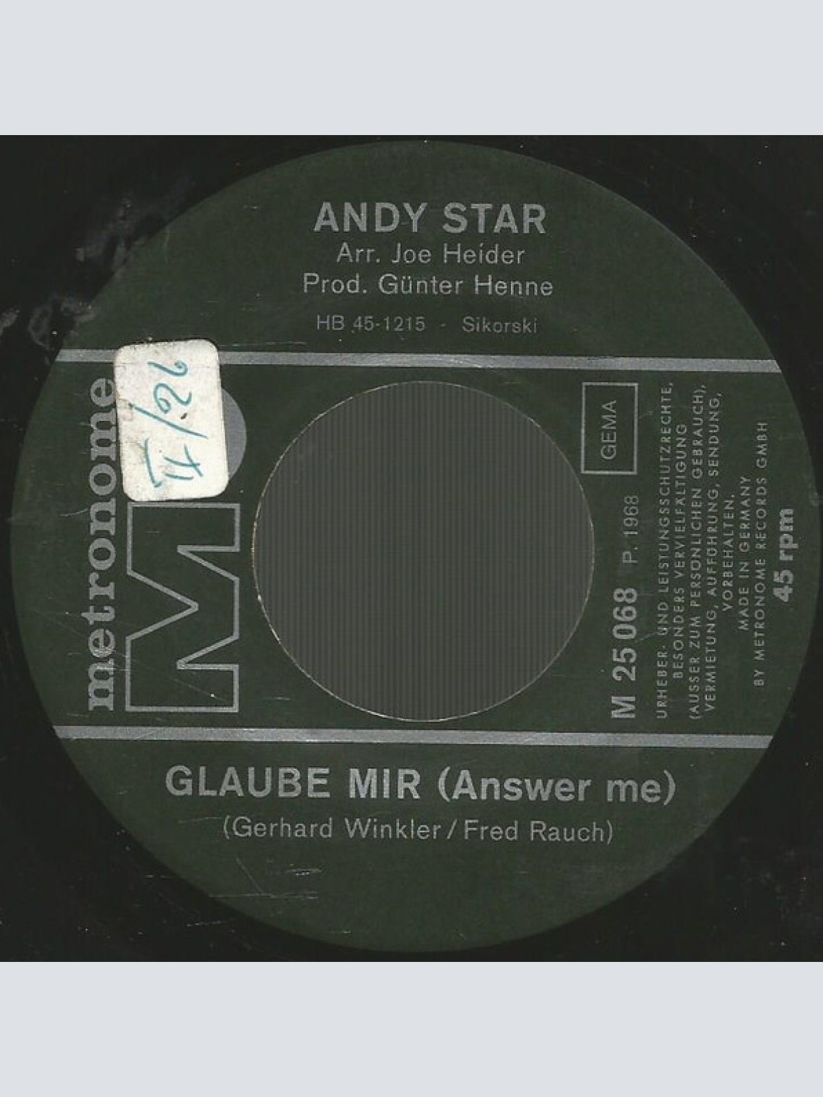 Vinyl / Andy Star - Ich Will Wieder Nach Haus'