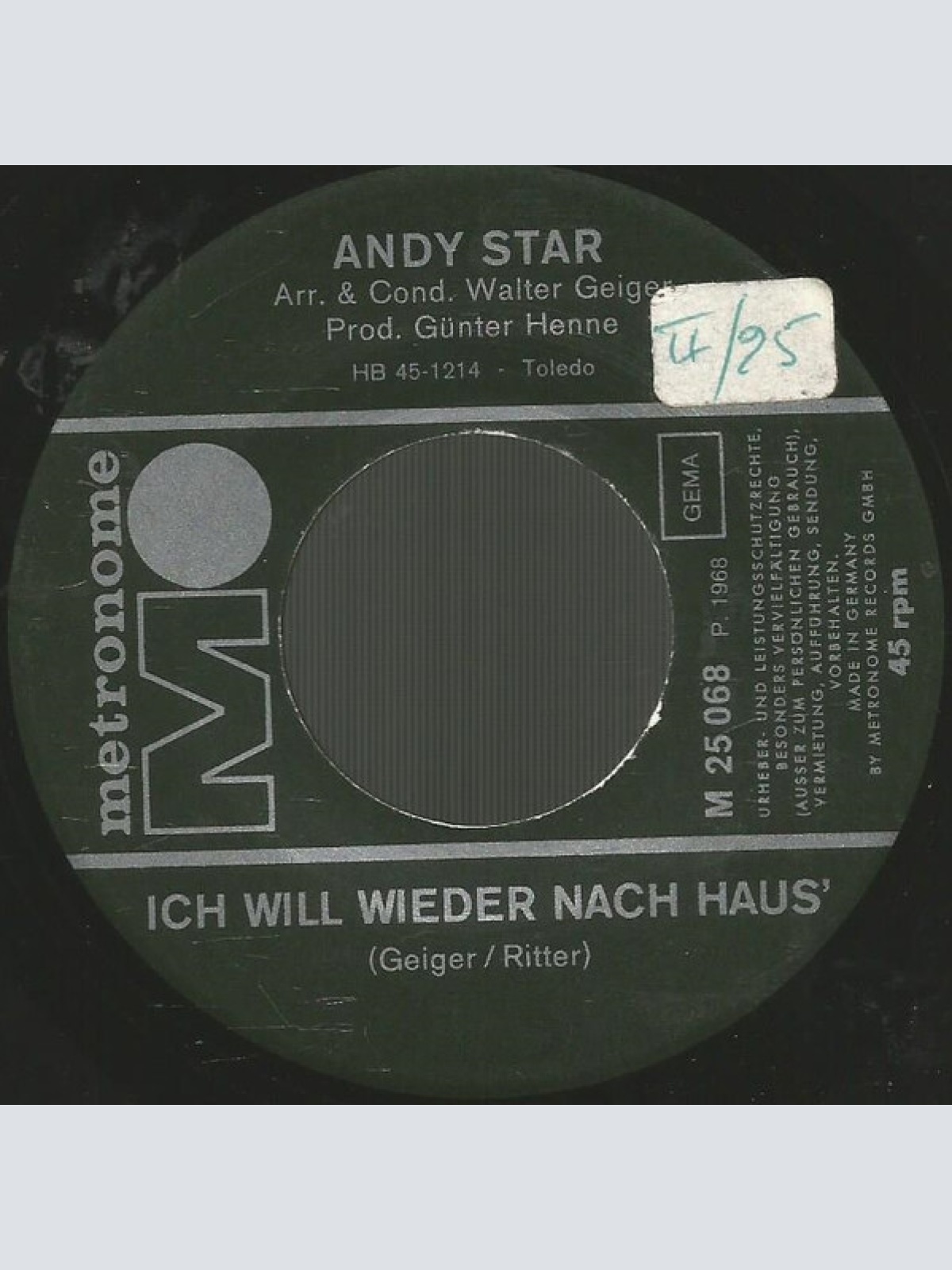 Vinyl / Andy Star - Ich Will Wieder Nach Haus'