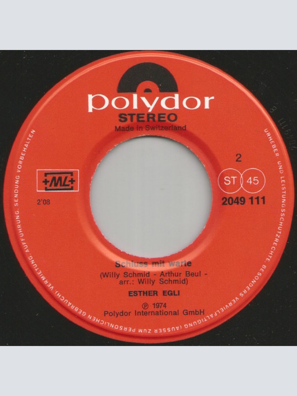 Vinyl / Esther Egli - Du Gfallsch Mer / Schluss Mit Warte