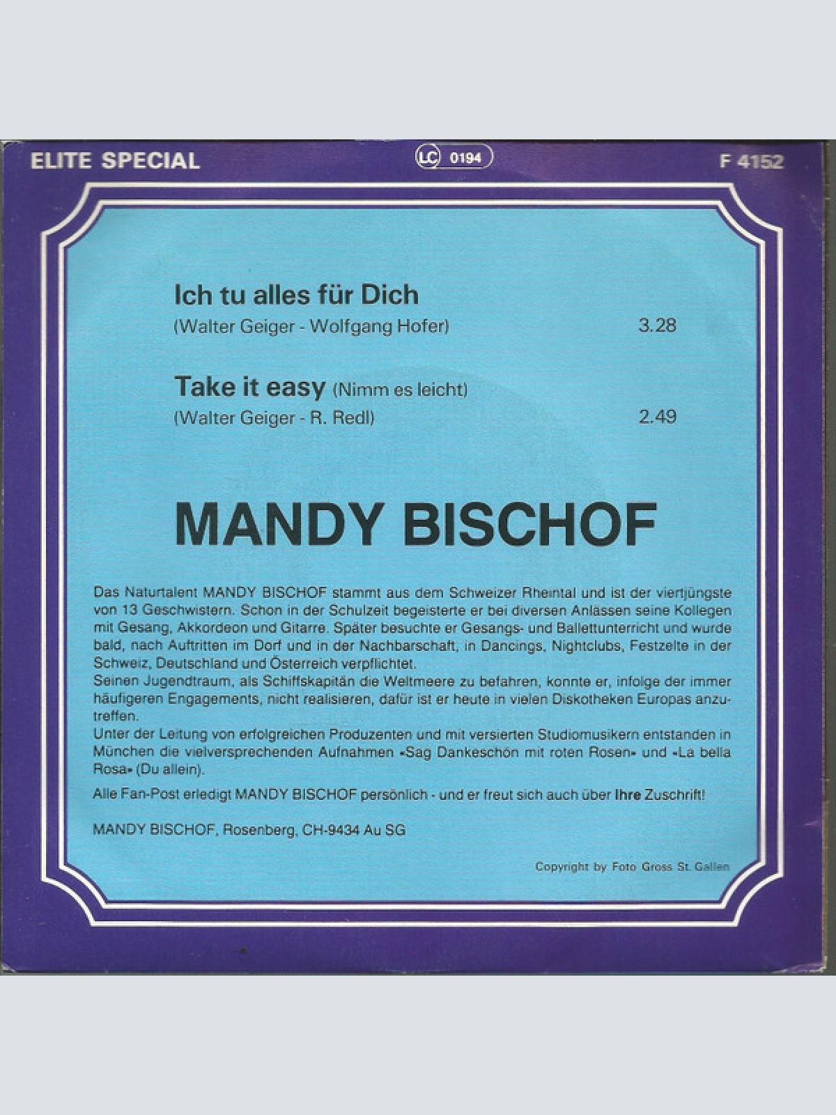 Vinyl / Mandy Bischof - Ich Tu Alles Für Dich
