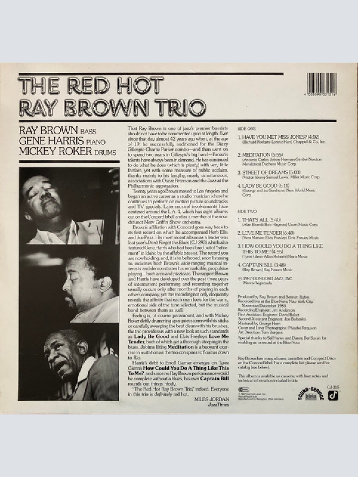 Vinyl / Ray Brown Trio - The Red Hot Ray Brown Trio