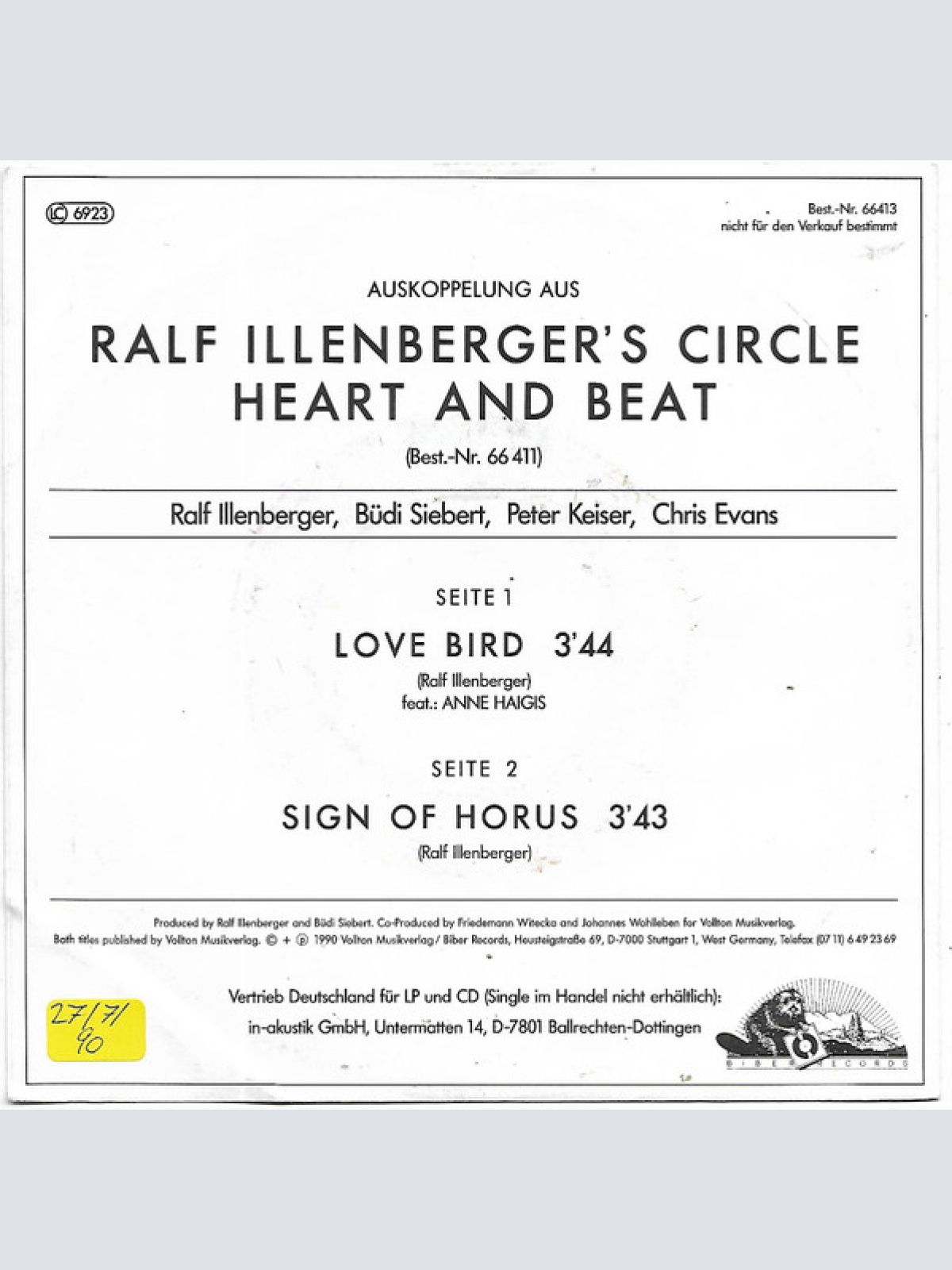 Vinyl / Ralf Illenberger's Circle - Love Bird / Sign Of Horus