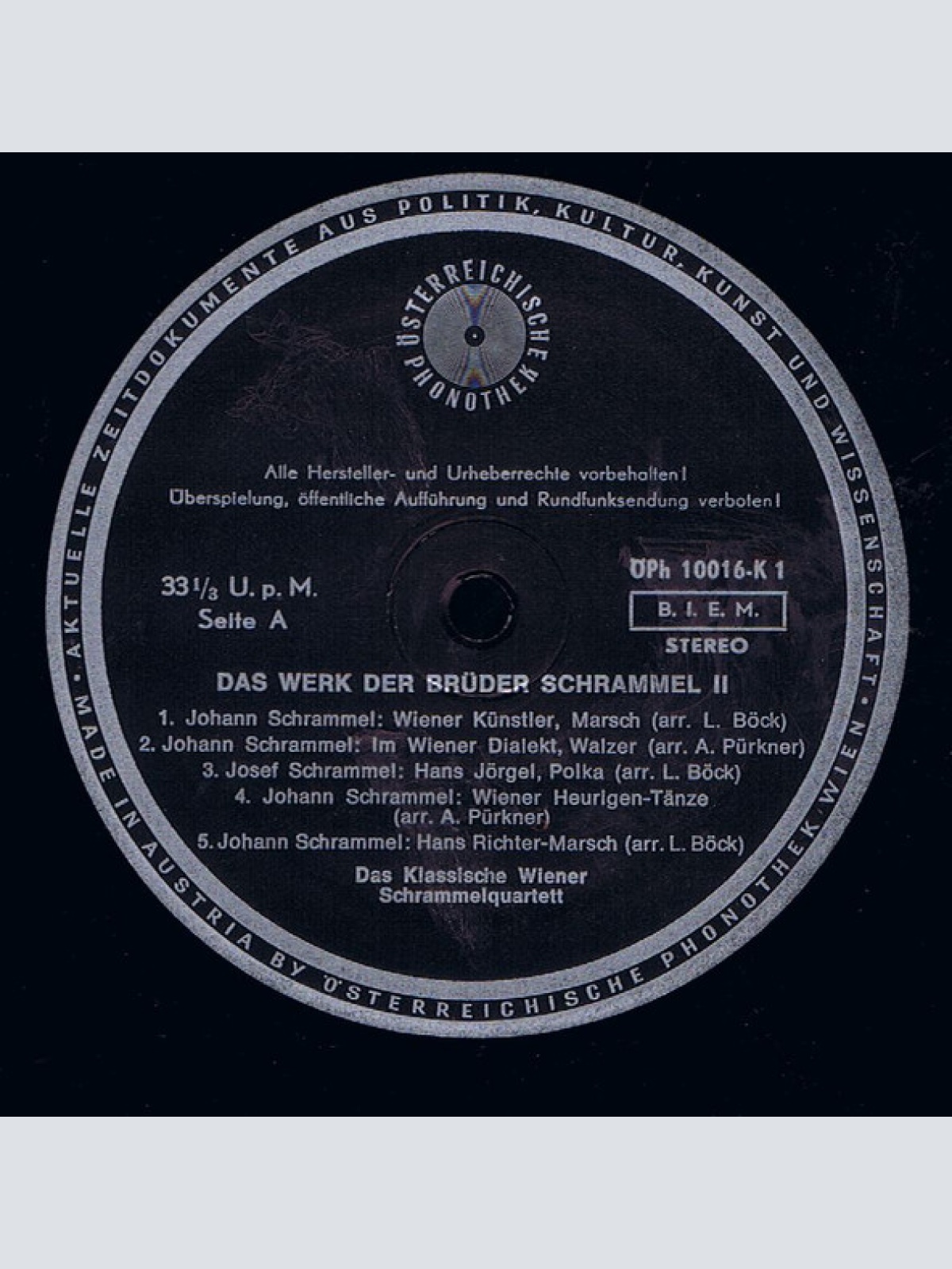 Vinyl / Das Klassische Wiener Schrammelquartett - Das Werk Der Brüder Schrammel