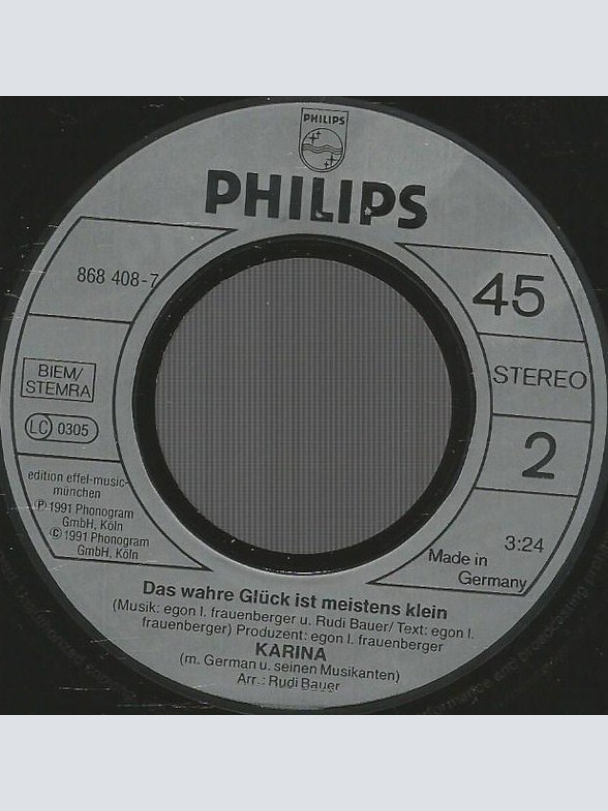 Vinyl / Karina (23) - Der Papa Und Die Mama San Immer Für Di' Da