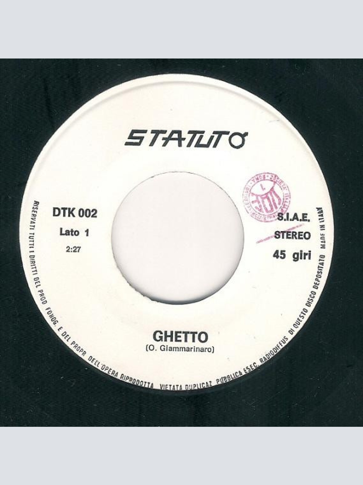 Vinyl / Statuto - Ghetto / Non Sperarci