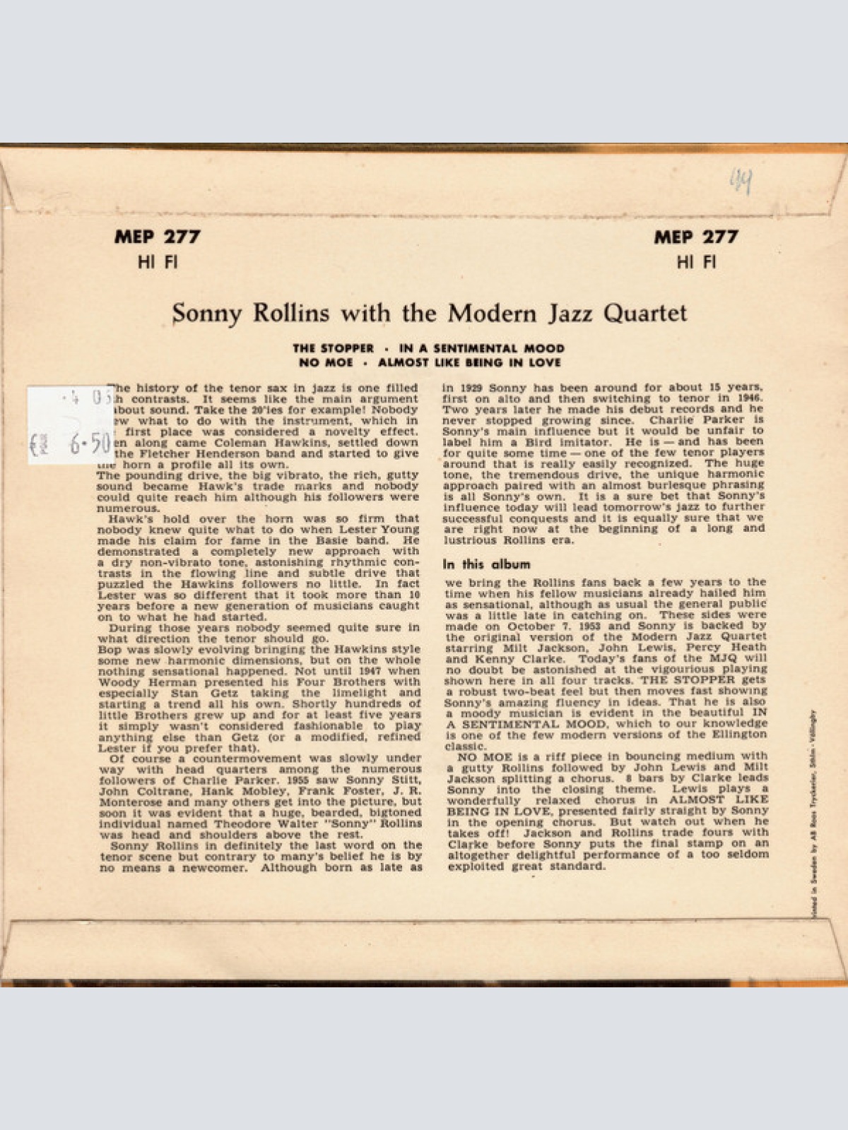 Vinyl / Sonny Rollins With The Modern Jazz Quartet - Sonny Rollins