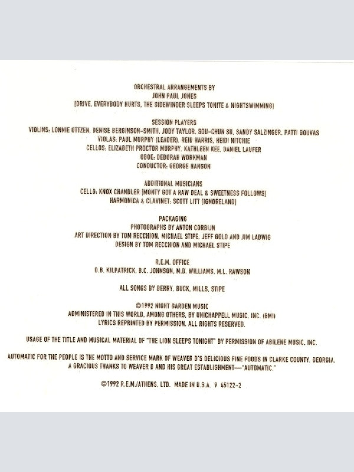 CD / R.E.M. - Automatic For The People