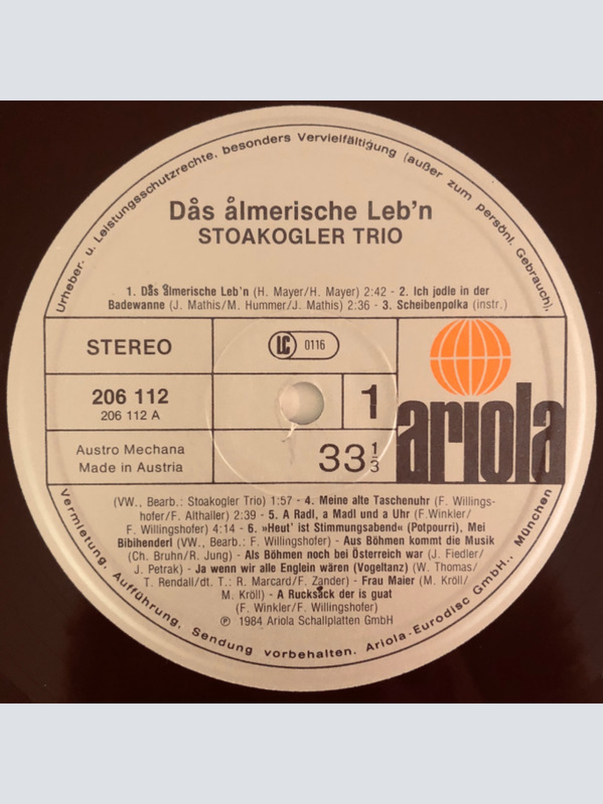 Vinyl / Das Stoakogler Trio* - Das Almerische Leb'n