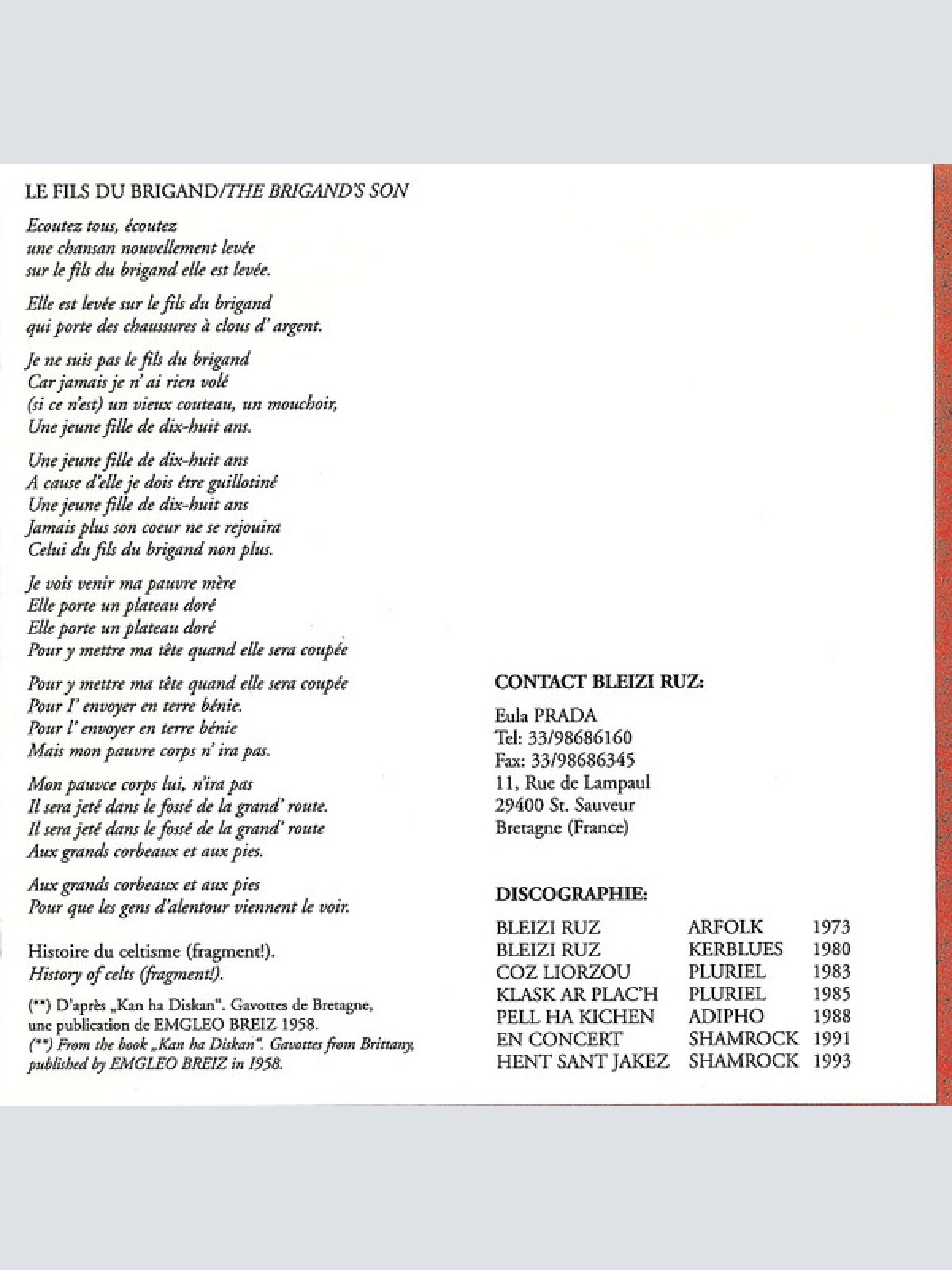 CD / Bleizi Ruz - En Concert