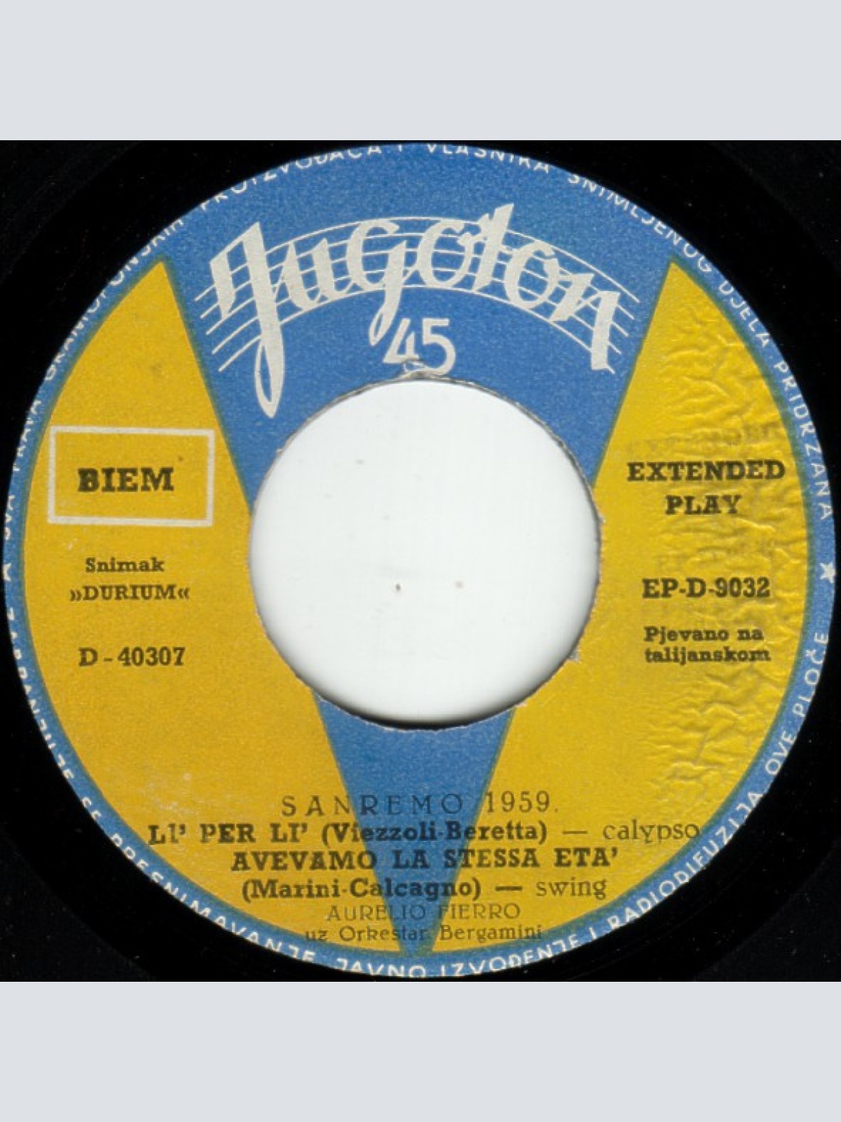 Vinyl / Aurelio Fierro - Sanremo 1959