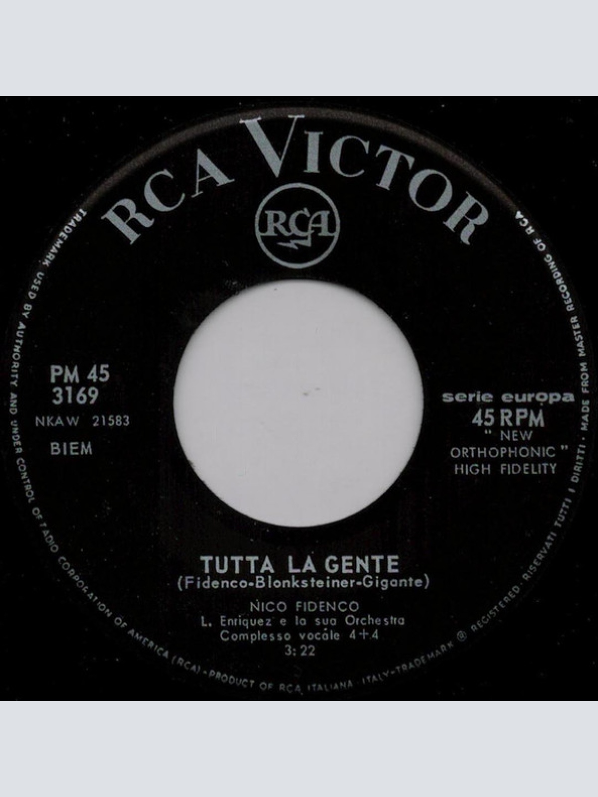 Vinyl / Nico Fidenco - Tutta La Gente