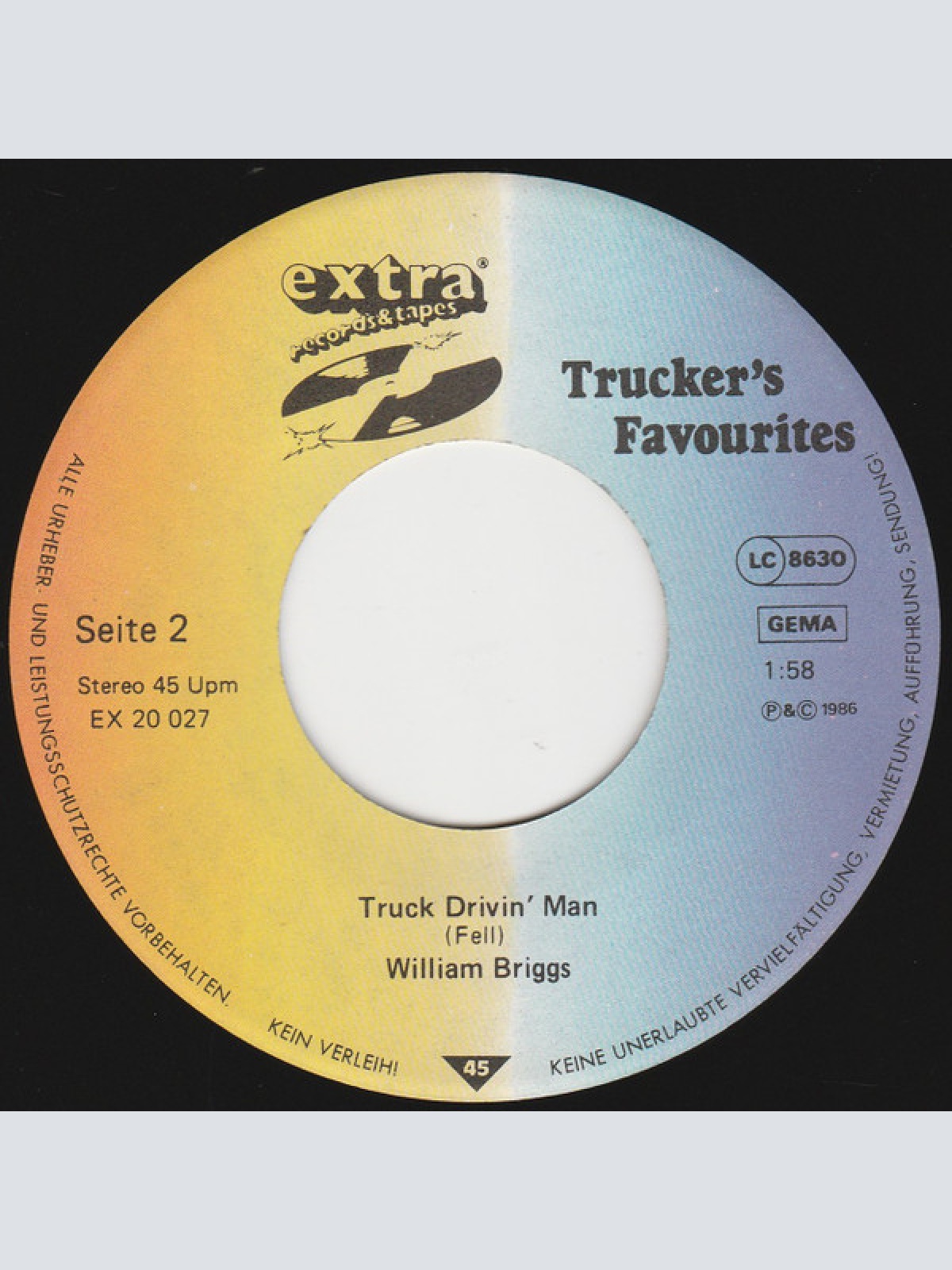 Vinyl / John Acuff / William Briggs - Moving On / Truck Drivin' Man