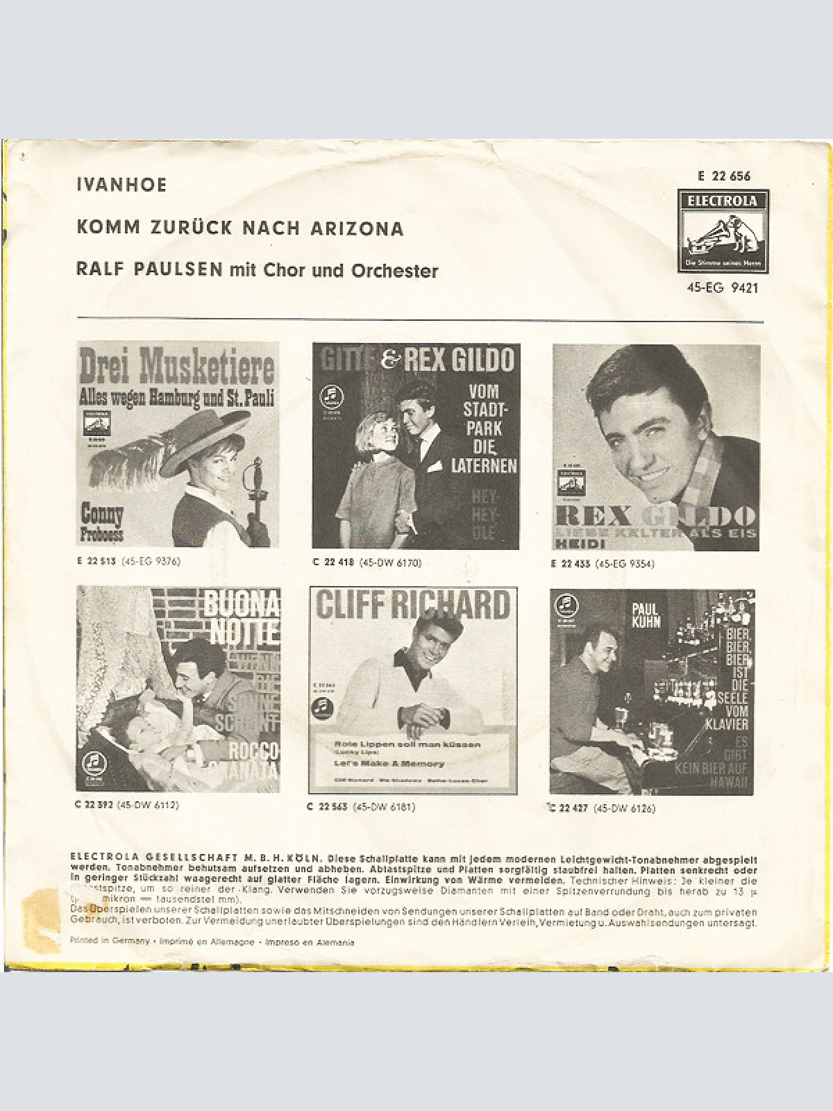 Vinyl / Ralf Paulsen - Ivanhoe / Komm Zurück Nach Arizona