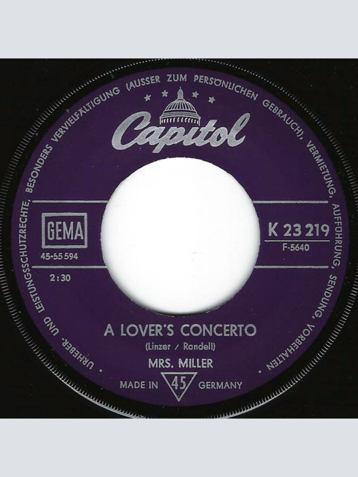 Vinyl / Mrs. Elva Miller - A Lover's Concerto / Downtown