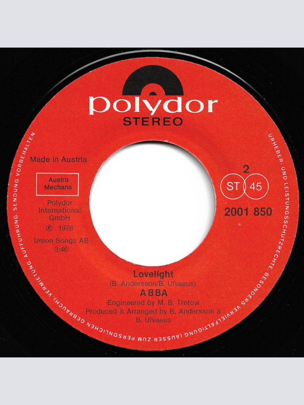 Vinyl / ABBA - Chiquitita c/w Lovelight