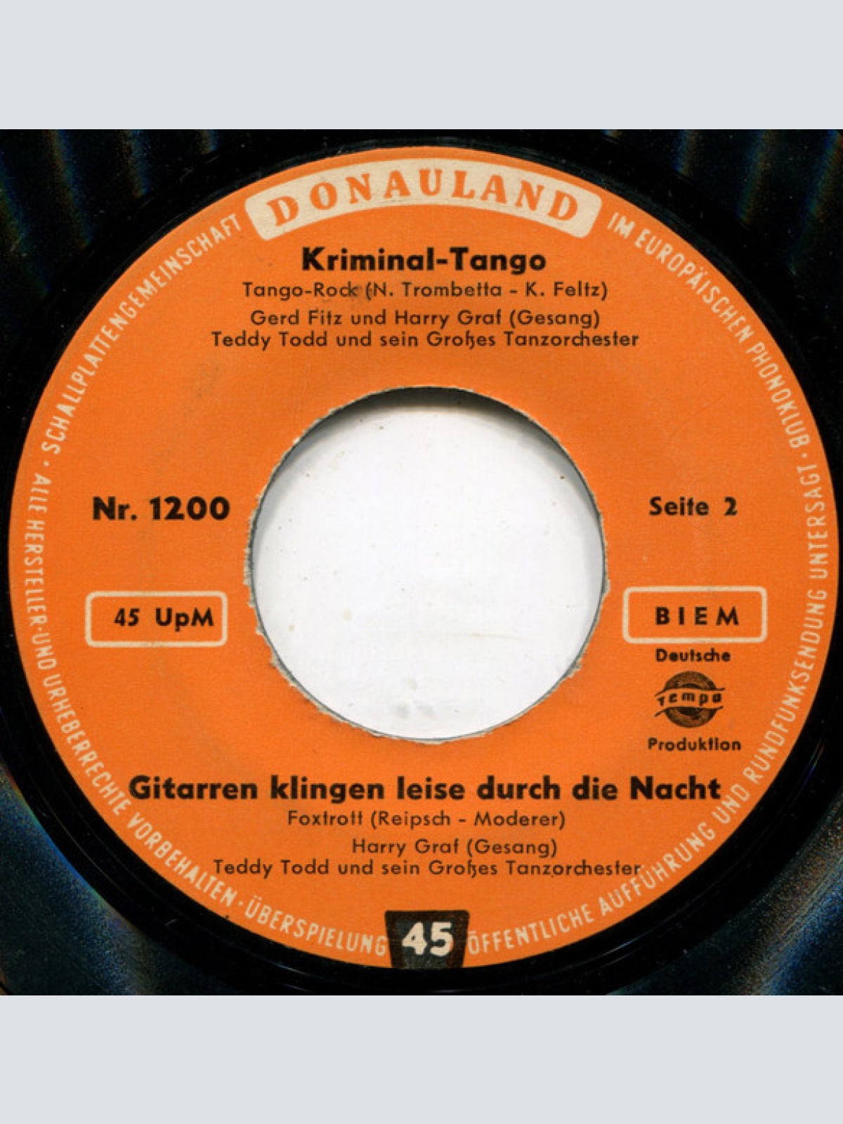 Vinyl / Harry Graf / Rainer Bertram / Gerd Fitz - Unter Fremden Sternen / Jenny Jo / Kriminal Tango / Gitarren Klingen Leise Durch Die Nacht