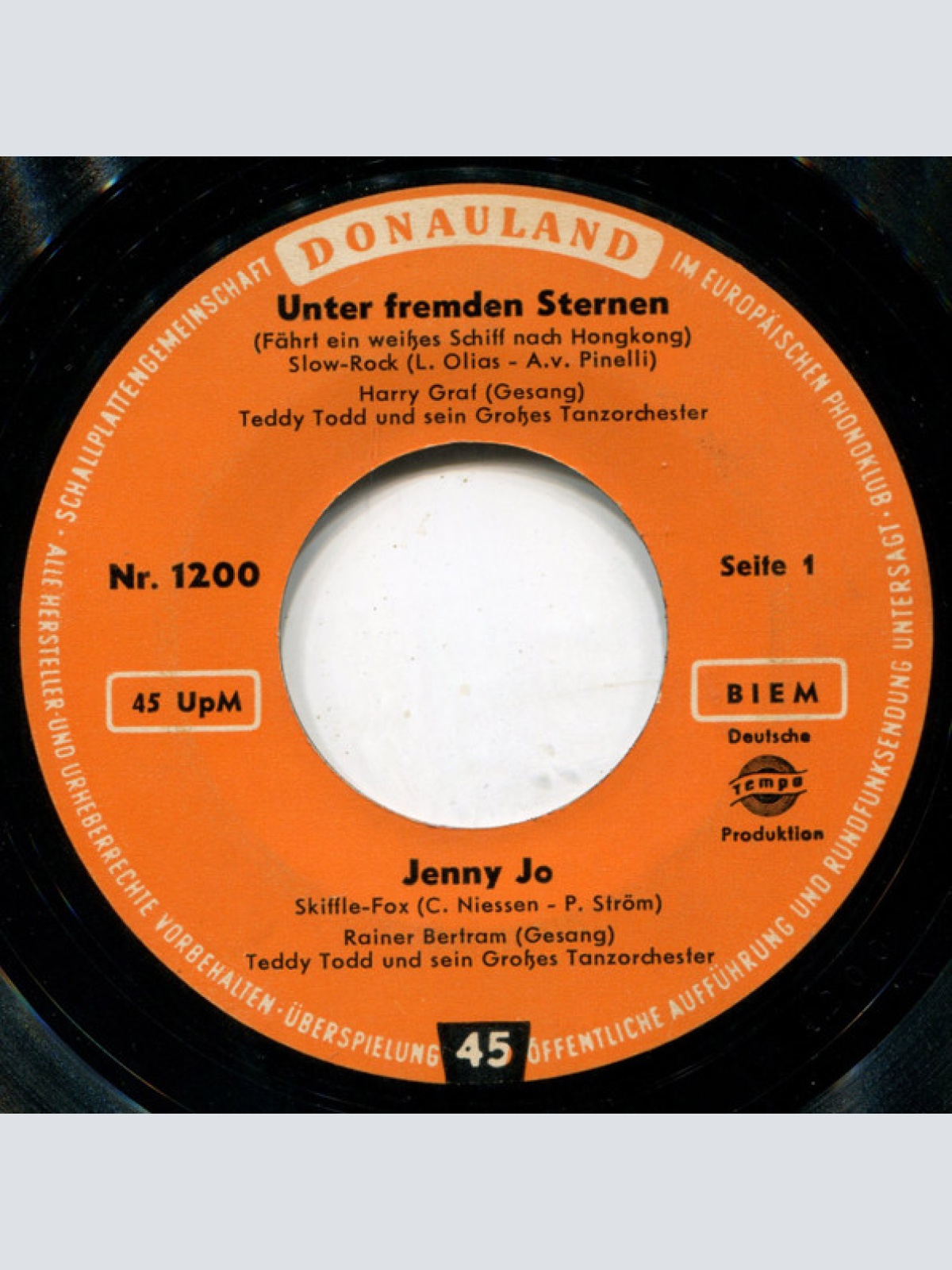 Vinyl / Harry Graf / Rainer Bertram / Gerd Fitz - Unter Fremden Sternen / Jenny Jo / Kriminal Tango / Gitarren Klingen Leise Durch Die Nacht