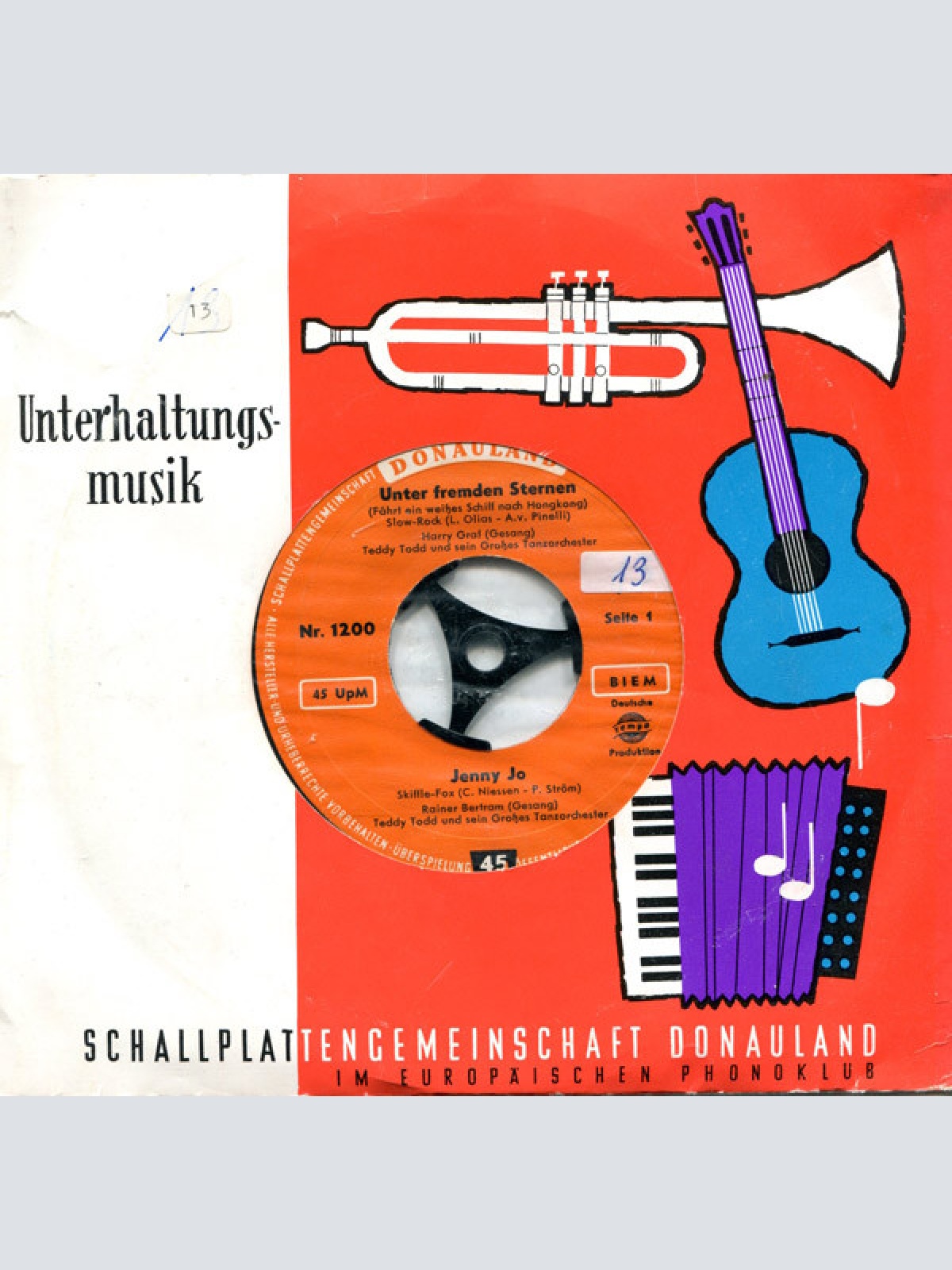 Vinyl / Harry Graf / Rainer Bertram / Gerd Fitz - Unter Fremden Sternen / Jenny Jo / Kriminal Tango / Gitarren Klingen Leise Durch Die Nacht