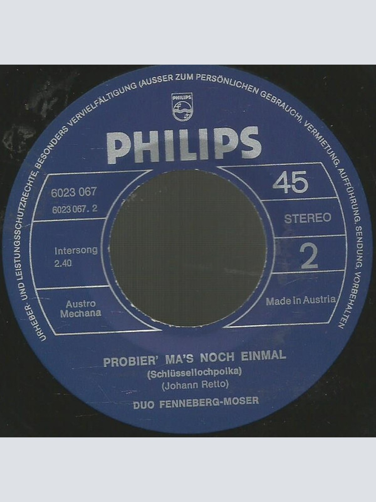 Vinyl / Fenneberg-Moser* - Da Wackelt Die Tuchent / Probier Ma's Noch Einmal