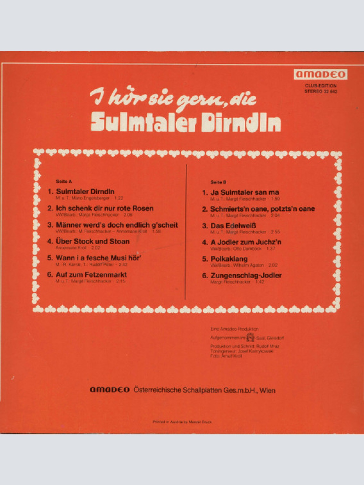 Vinyl / Sulmtaler Dirndln - I Hör Sie Gern, Die Sulmtaler Dirndln